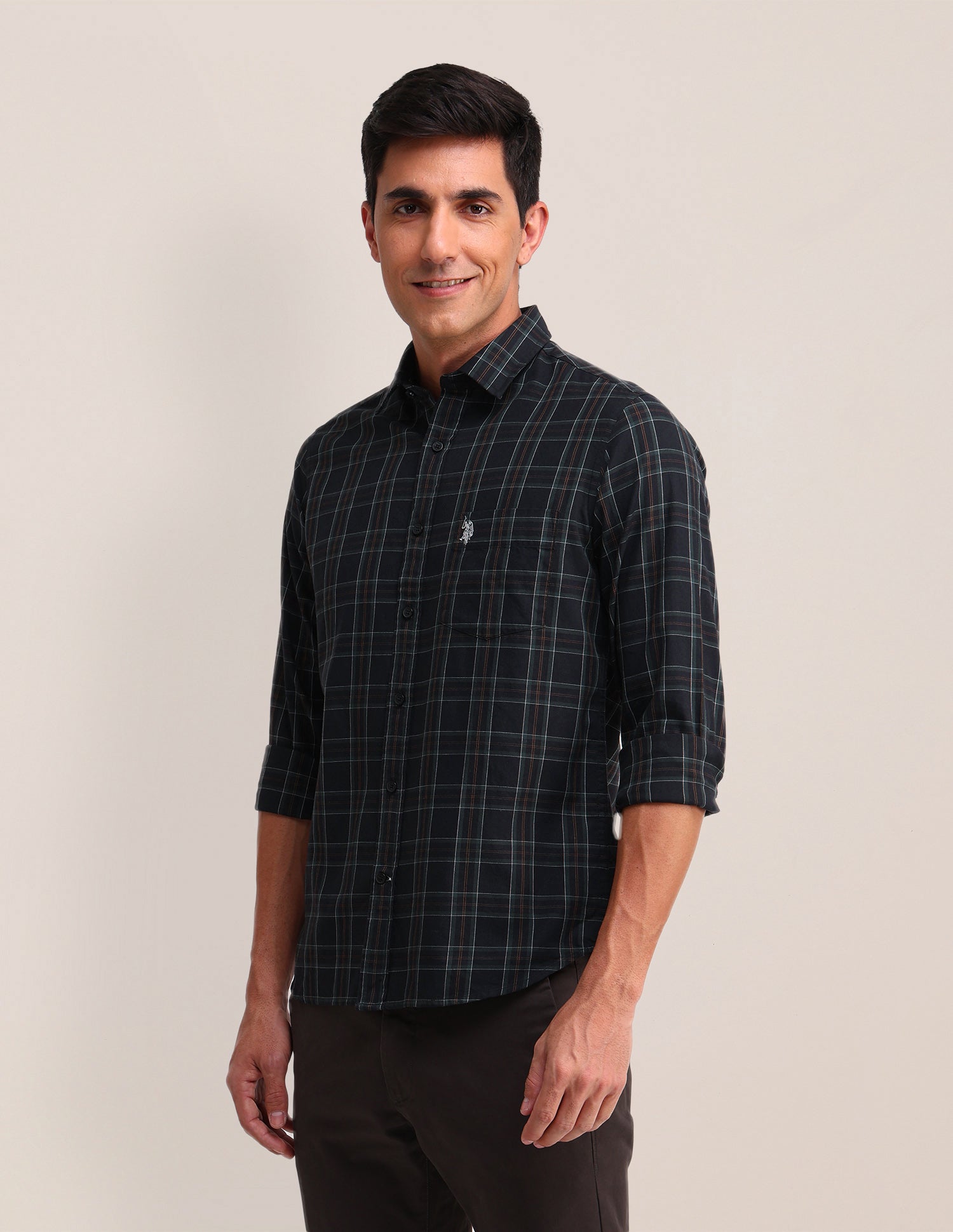 Plaid Checked Twill Shirt Brown - U.S. Polo Assn. India | Large