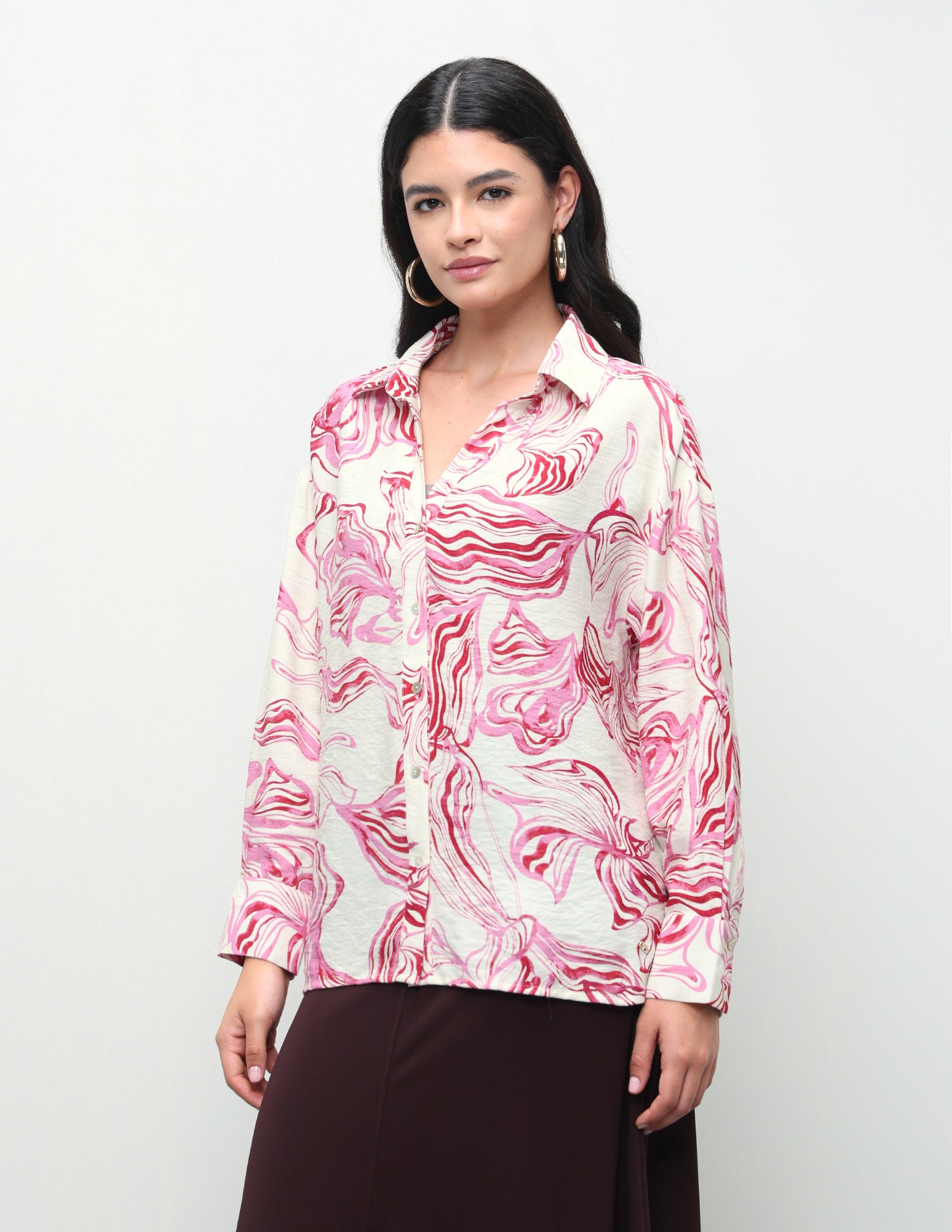 Abstract Printed Relaxed Fit Shirt Off-White - U.S. Polo Assn. India | Large