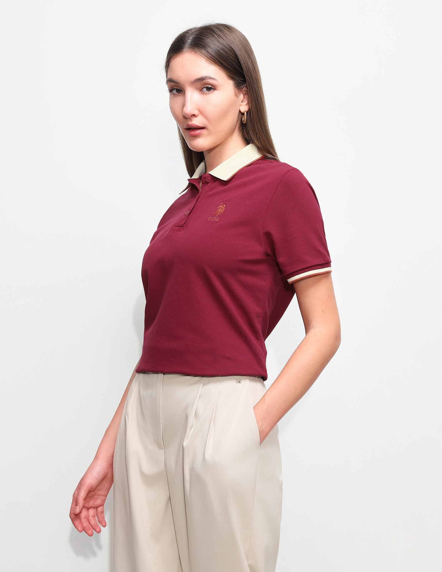 Solid Relaxed Fit Polo Shirt Dark Red - U.S. Polo Assn. India | Large