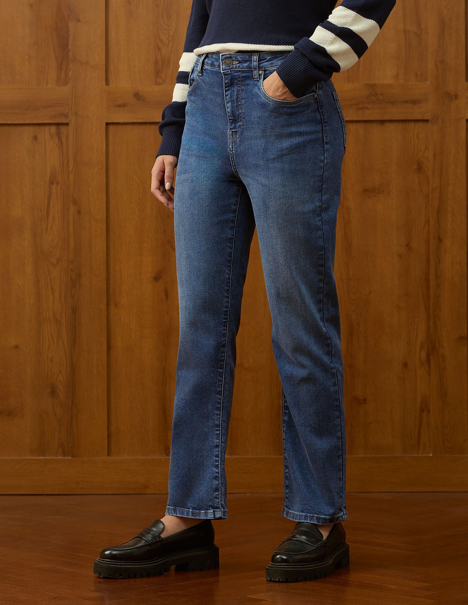 High Rise Straight Fit Jeans Dark Blue - U.S. POLO ASSN. | Large