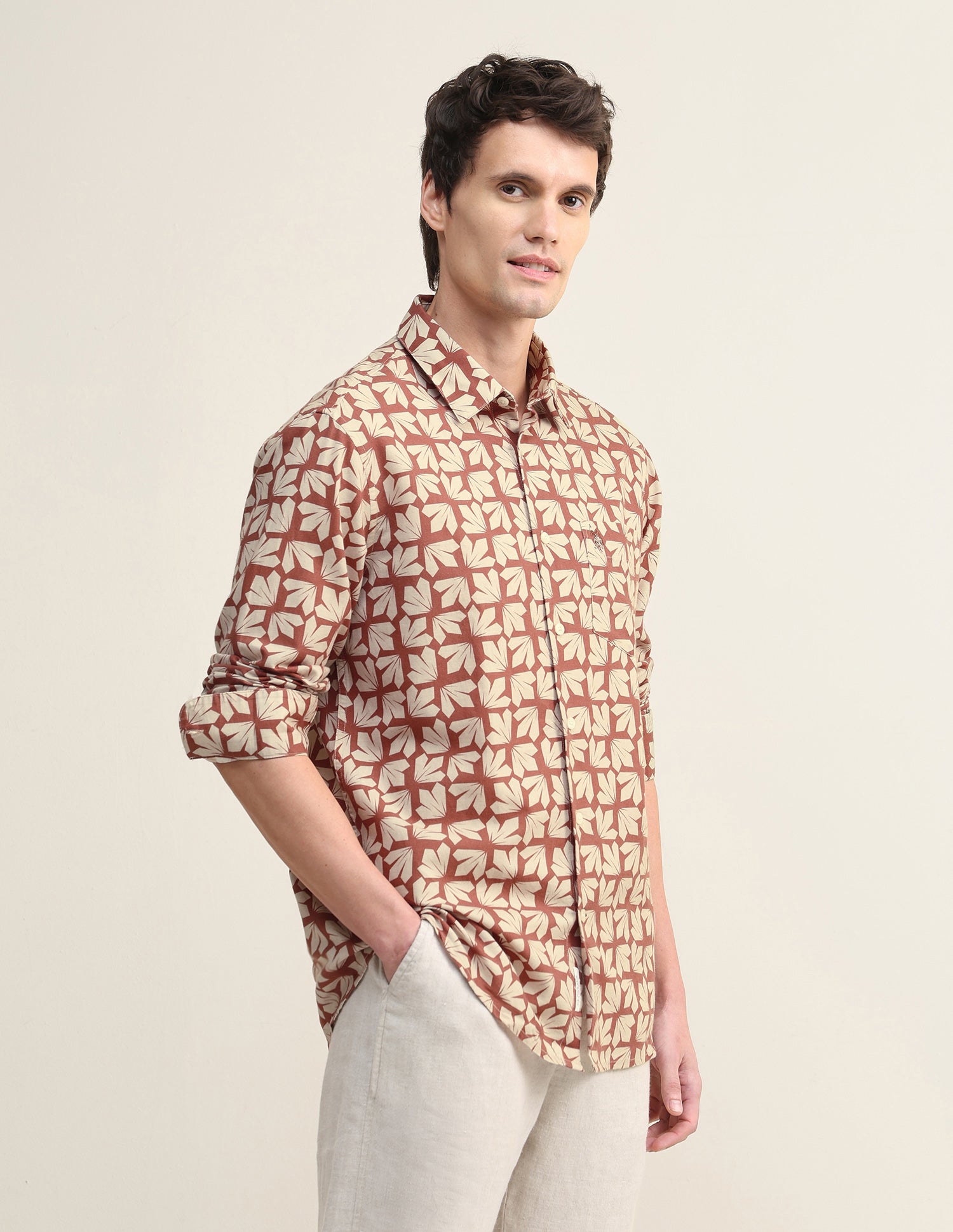 Tropical Printed Regular Fit Shirt Rust - U.S. Polo Assn. India | Large