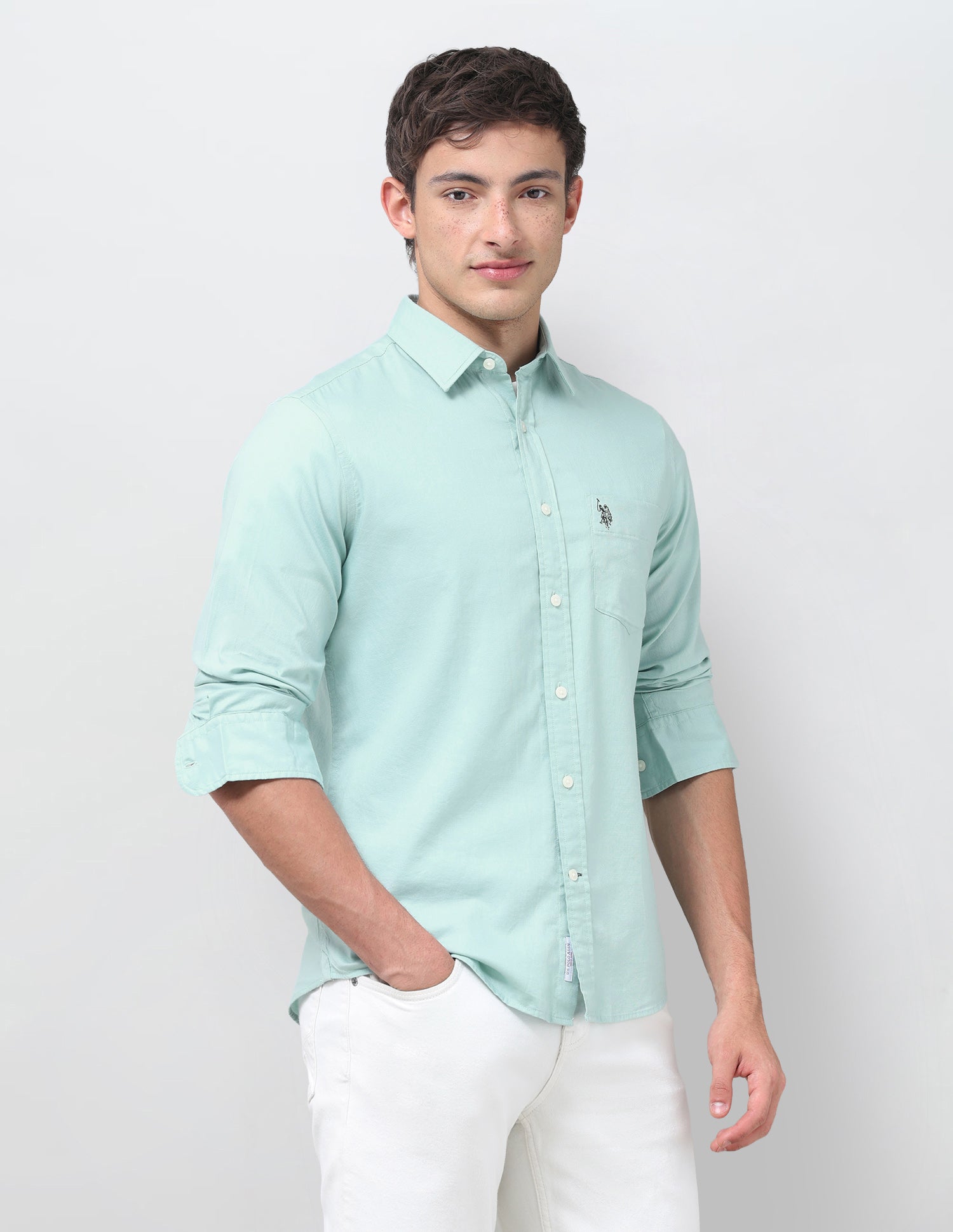 Solid Tailored Fit Shirt Mint - U.S. Polo Assn. India | Large