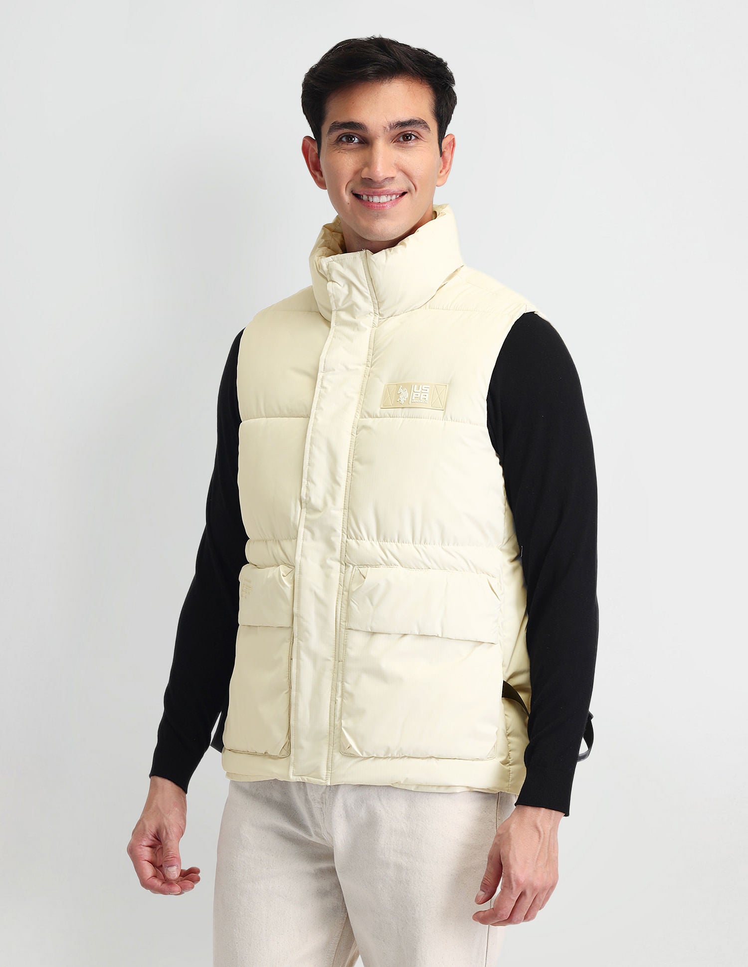 Regular Fit Solid Padded Jacket Ivory - U.S. POLO ASSN. | Large