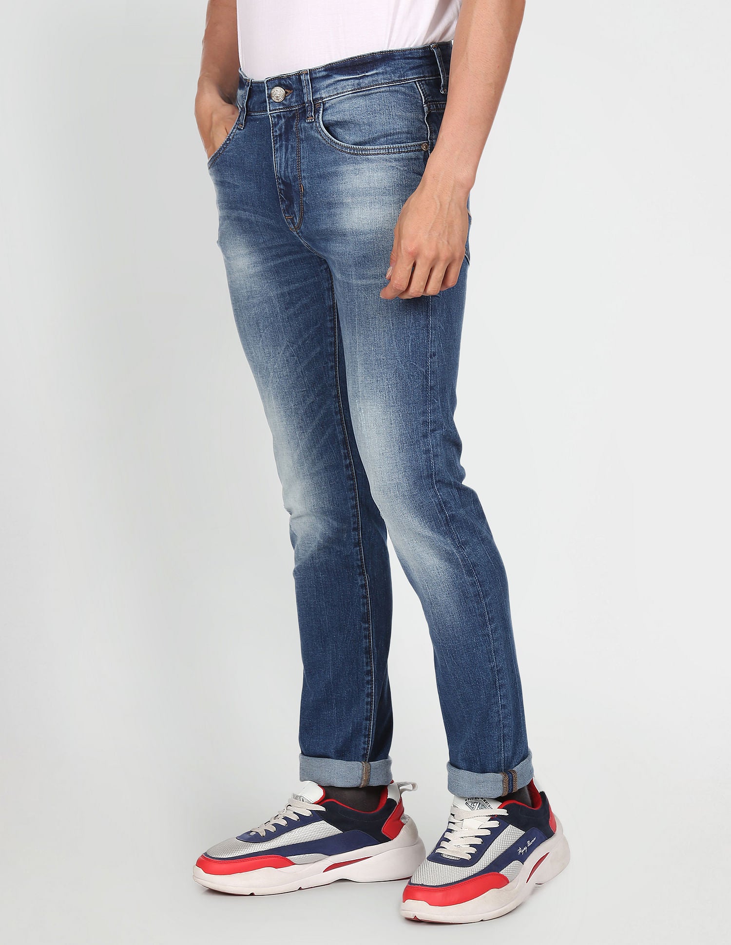 Men Blue Mid Rise Regallo Skinny Fit Jeans Blue - U.S. Polo Assn. India | Large
