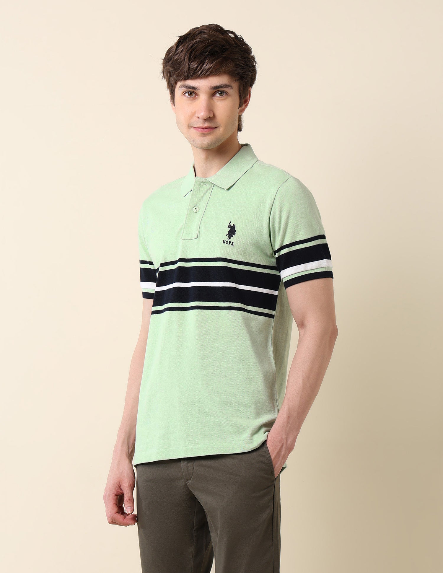 Colourblocked Classic Polo Shirt Light Green - U.S. POLO ASSN. | Large
