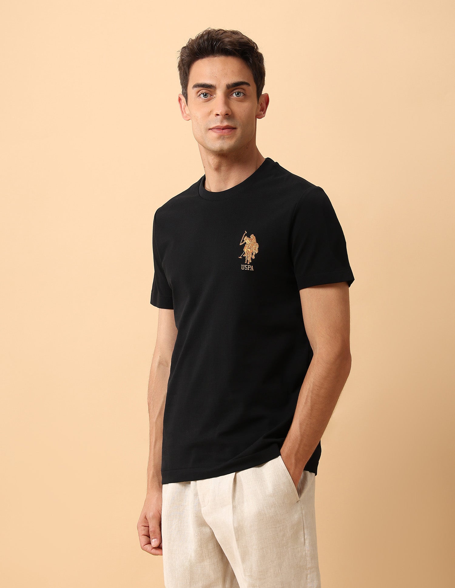 Pacho X Slim Fit Pure Cotton T-Shirt Black - U.S. POLO ASSN. | Large