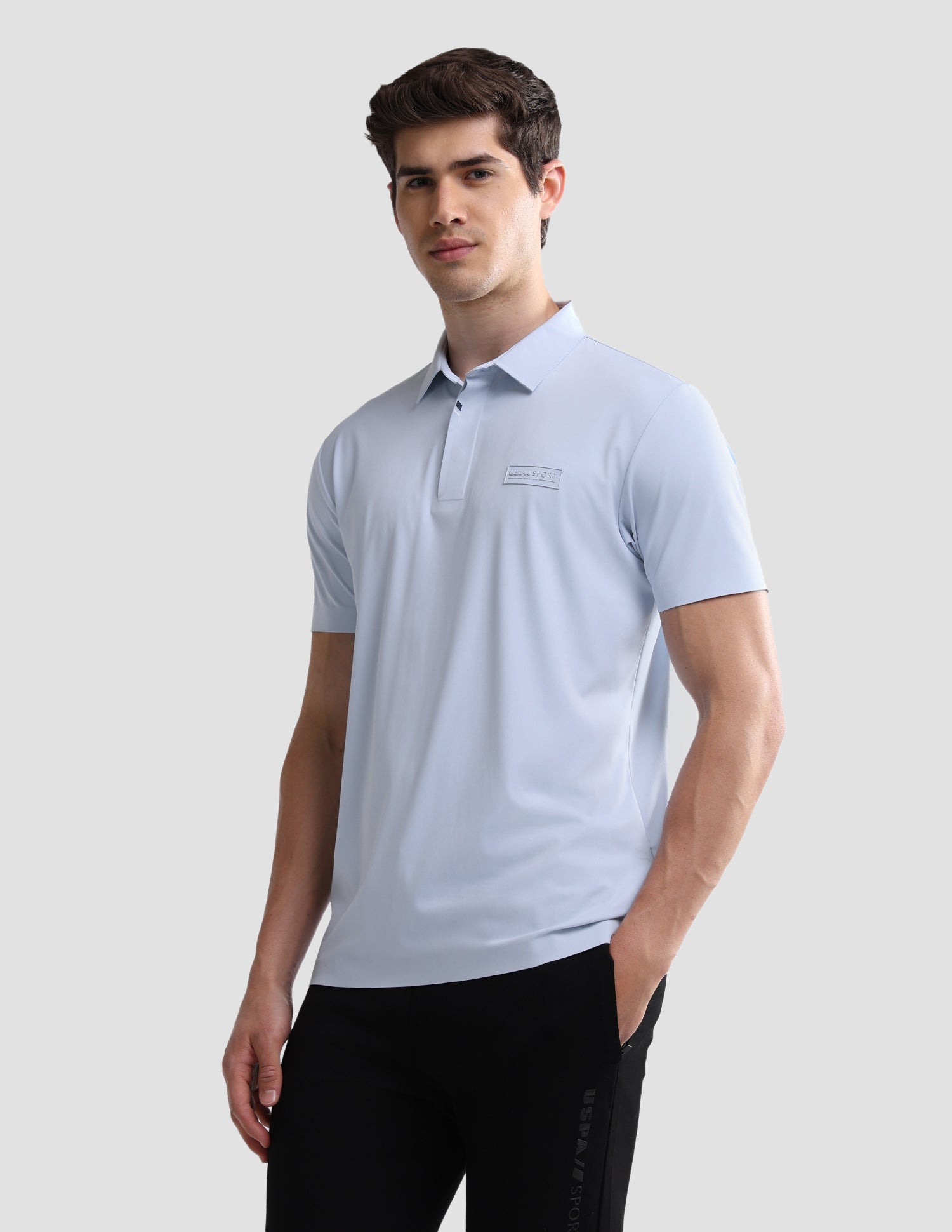 Solid Slim Fit Active Polo Shirt Light Blue - U.S. Polo Assn. India | Large