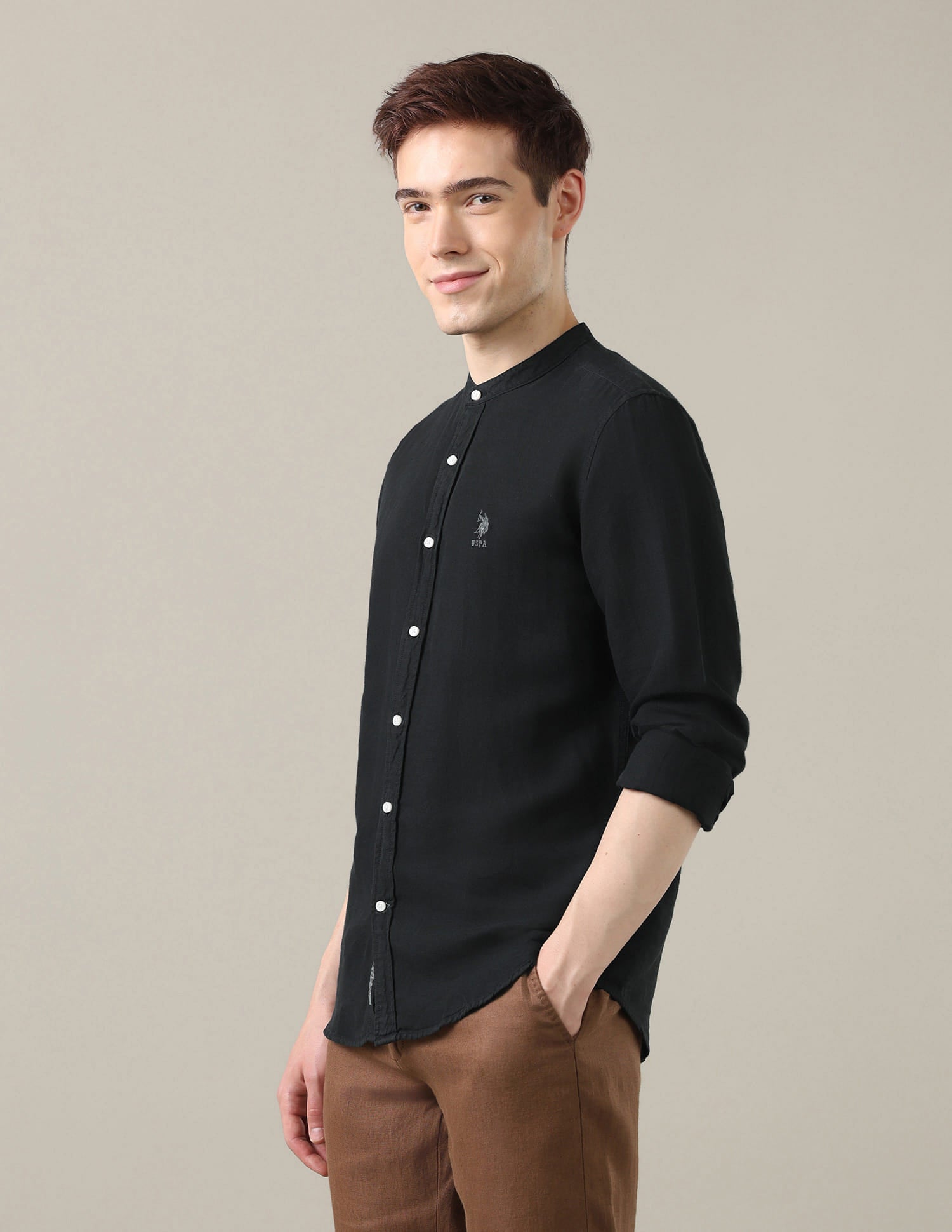 Solid Regular Fit Shirt Black - U.S. Polo Assn. India | Large