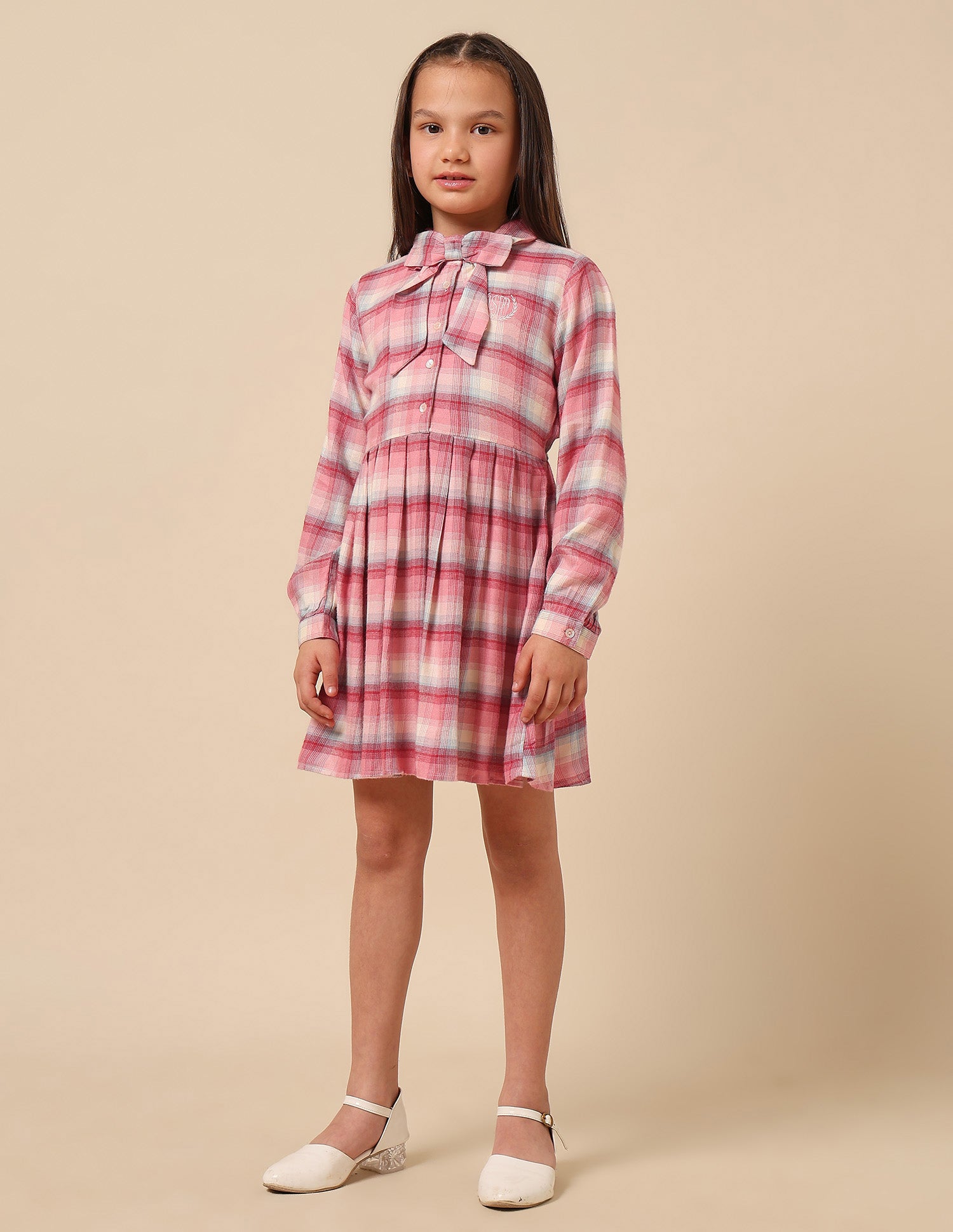 Girls Checked Shirt Dress Pink - U.S. POLO ASSN. | Large