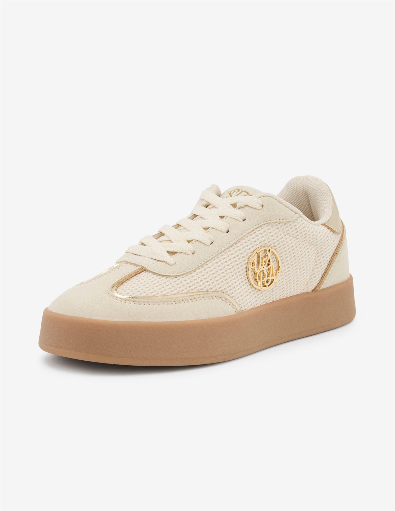 Textured Sylvette Suede Sneakers Beige - U.S. Polo Assn. India | Large