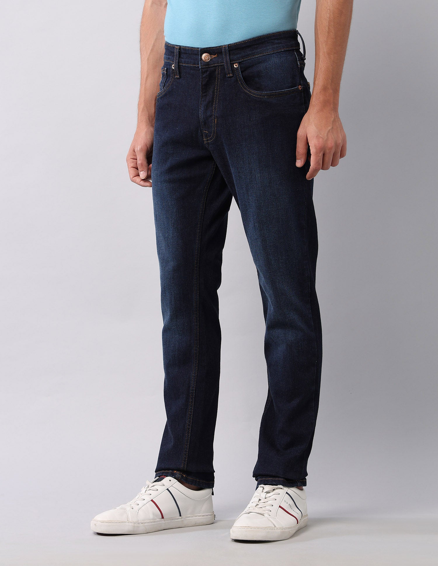 Brandon Slim Tapered Fit Blue Jeans Med Blue - U.S. POLO ASSN. | Large