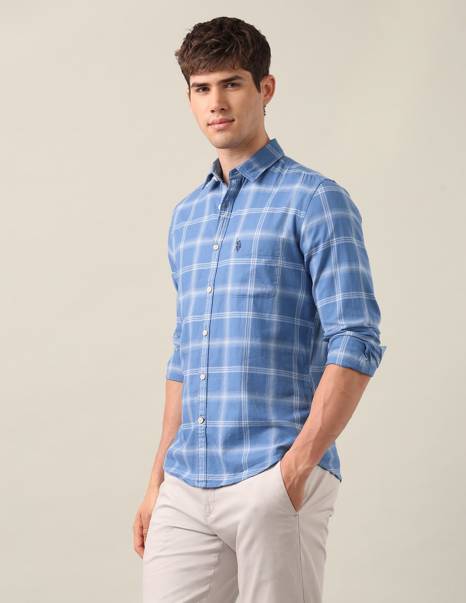 Tartan Checked Twill Shirt Blue - U.S. Polo Assn. India | Large