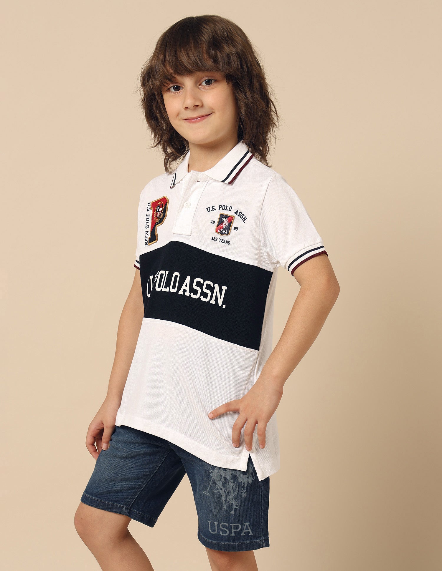 Boys Graphic Brand Printed Polo Shirt White - U.S. POLO ASSN. | Large