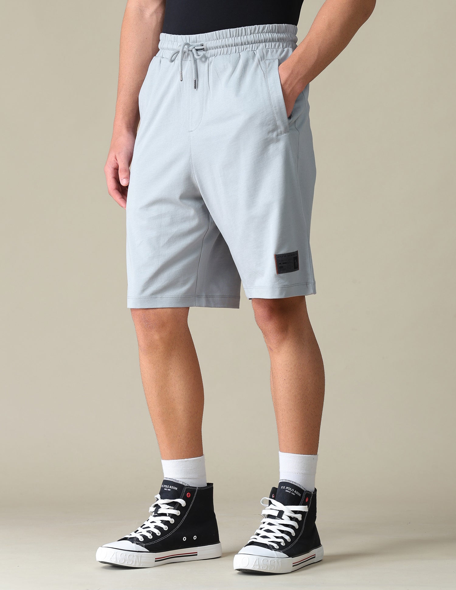 Regular Fit Knitted Shorts Grey - U.S. Polo Assn. India | Large