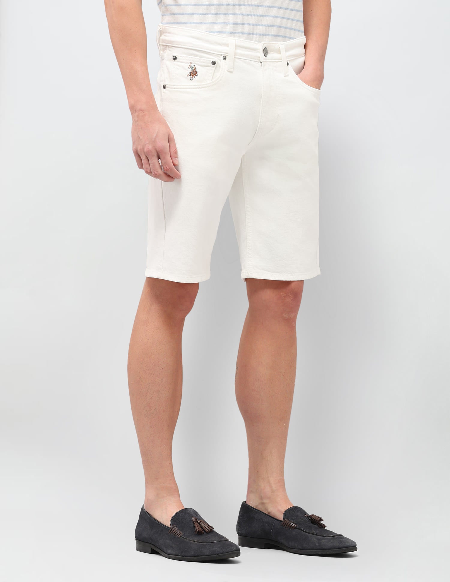 Solid Relaxed Fit Shorts White - U.S. Polo Assn. India | Large