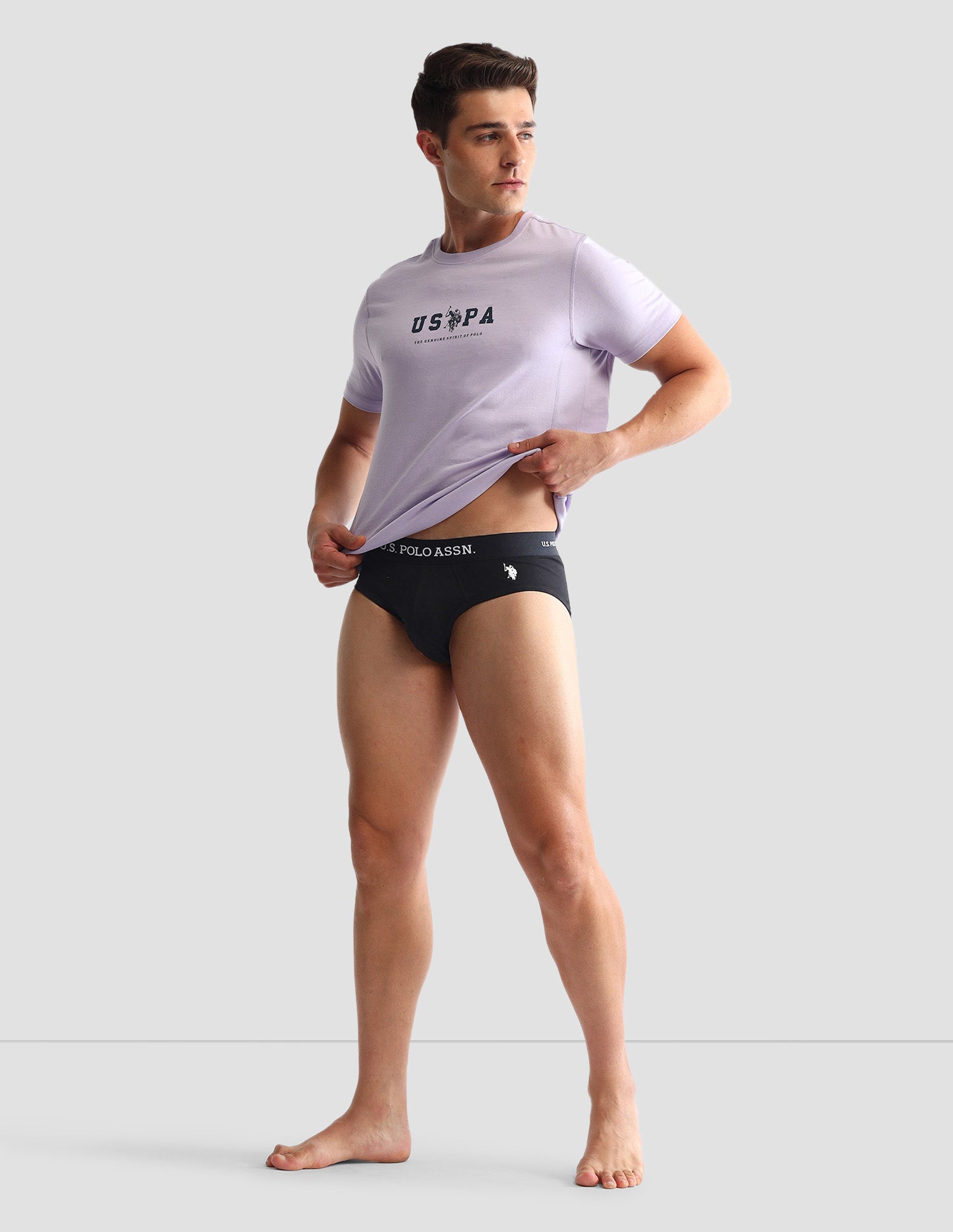 Anti Microbial Solid OEB13 Briefs - Pack Of 3 Black, Navy and Grey Melange - U.S. POLO ASSN. | Large