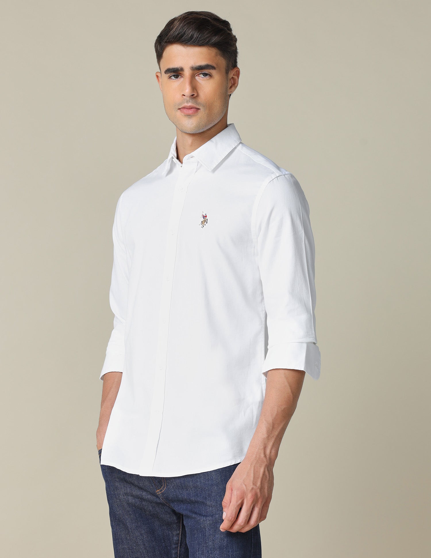 Tailored Fit Textured Shirt White - U.S. POLO ASSN. | Large