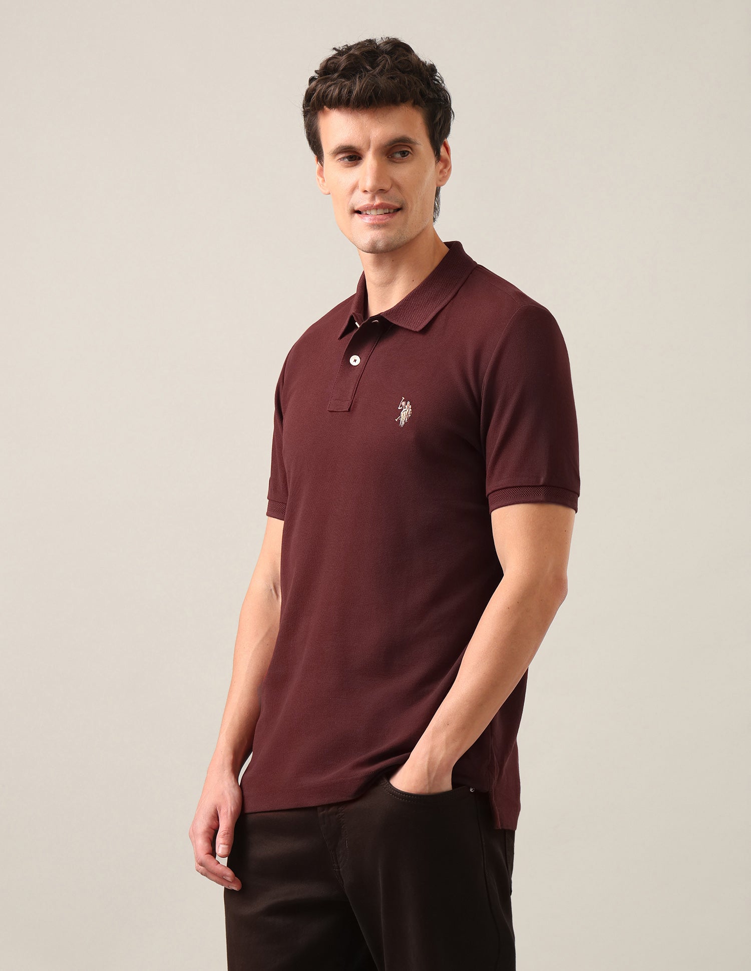 Solid Slim Fit Polo Shirt Rust - U.S. Polo Assn. India | Large