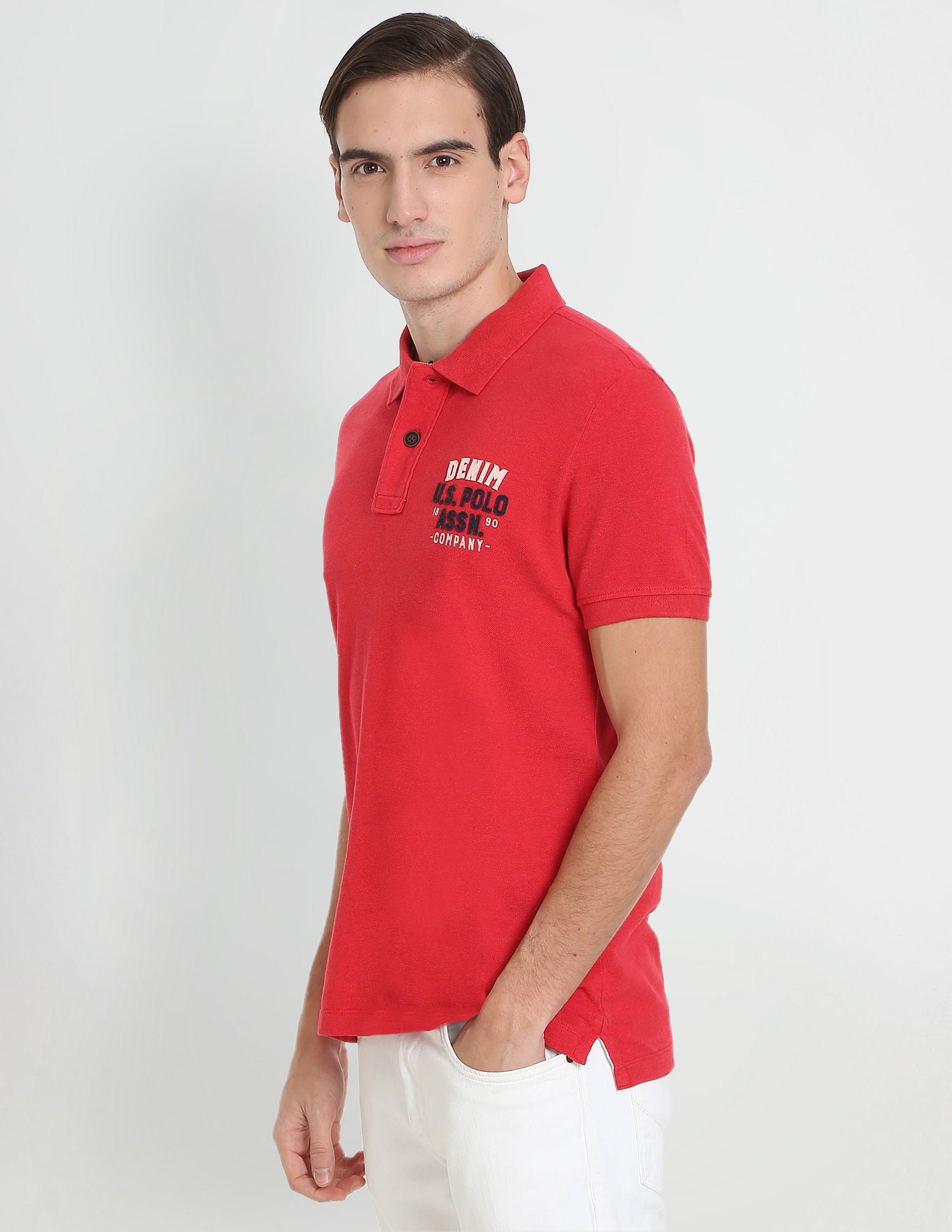 Heathered Appliqued Polo Shirt Red - U.S. Polo Assn. India | Large