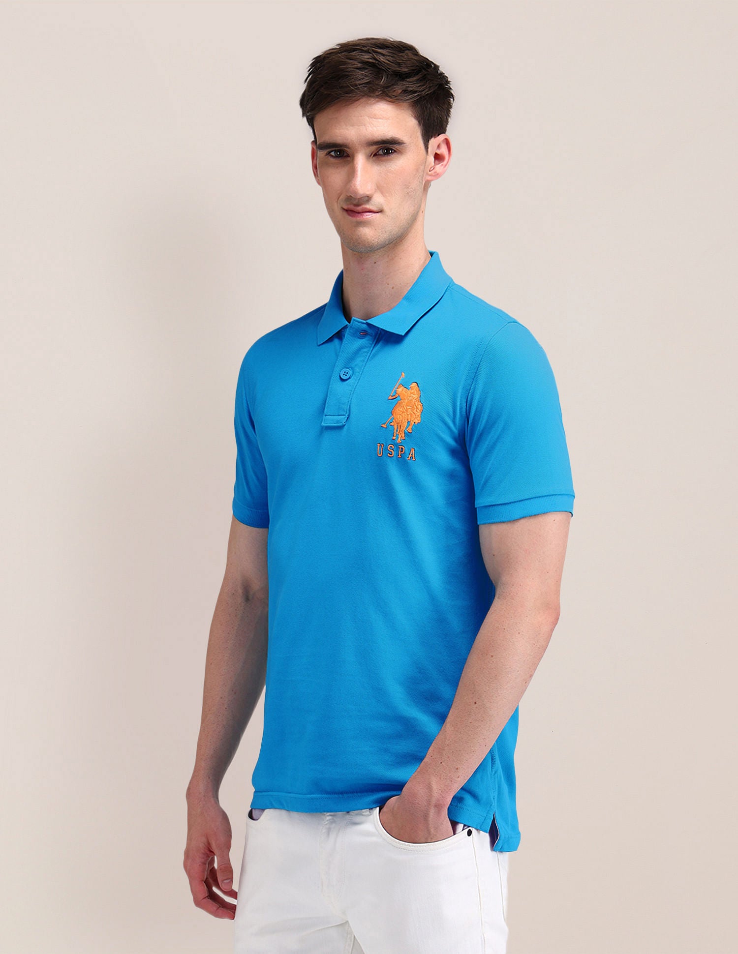 Solid Slim Fit Polo Shirt Blue - U.S. POLO ASSN. | Large