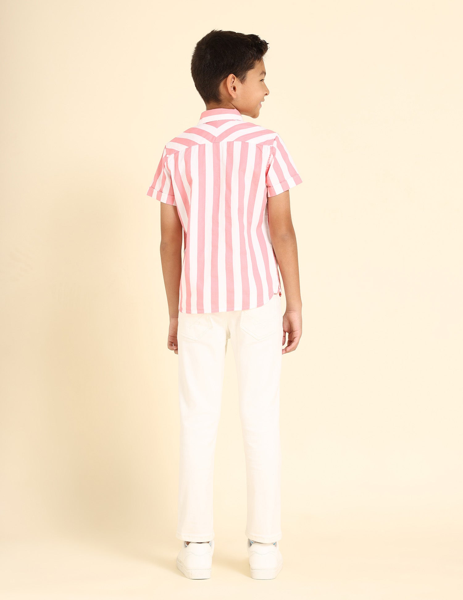 Boys Vertical Stripe Twill Shirt Light Pink - U.S. POLO ASSN. | Large