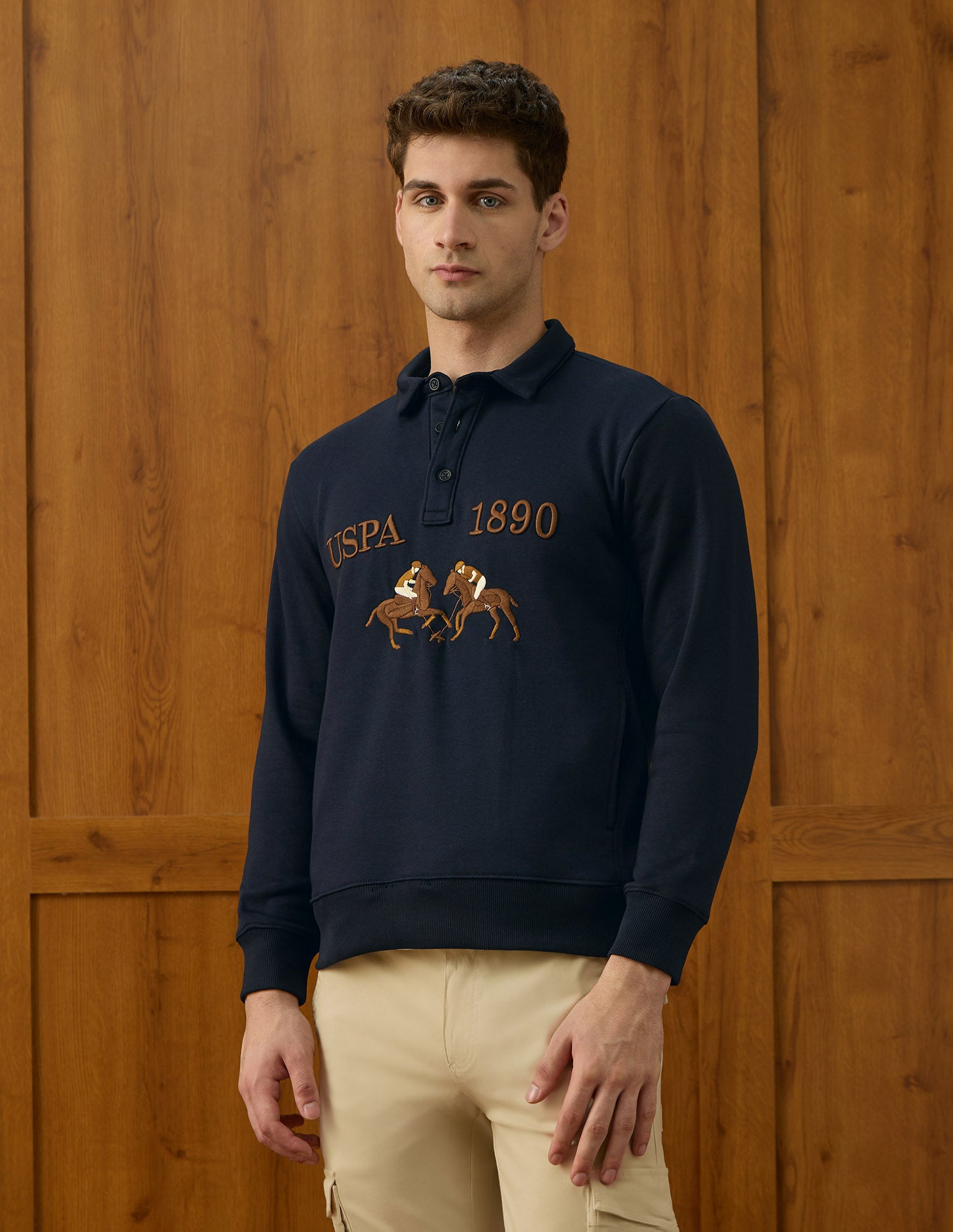 Brand Embroidered Equestrian Aisle Theater Sweatshirt Navy - U.S. POLO ASSN. | Large