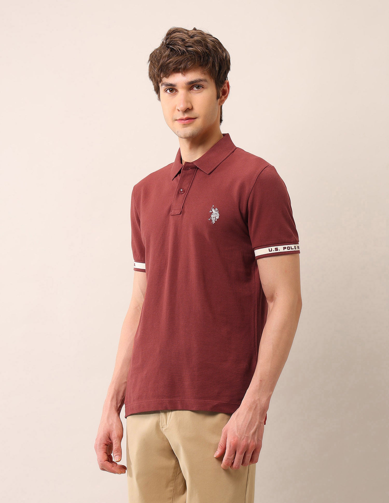 Solid Muscle Fit Polo Shirt Rust - U.S. Polo Assn. India | Large