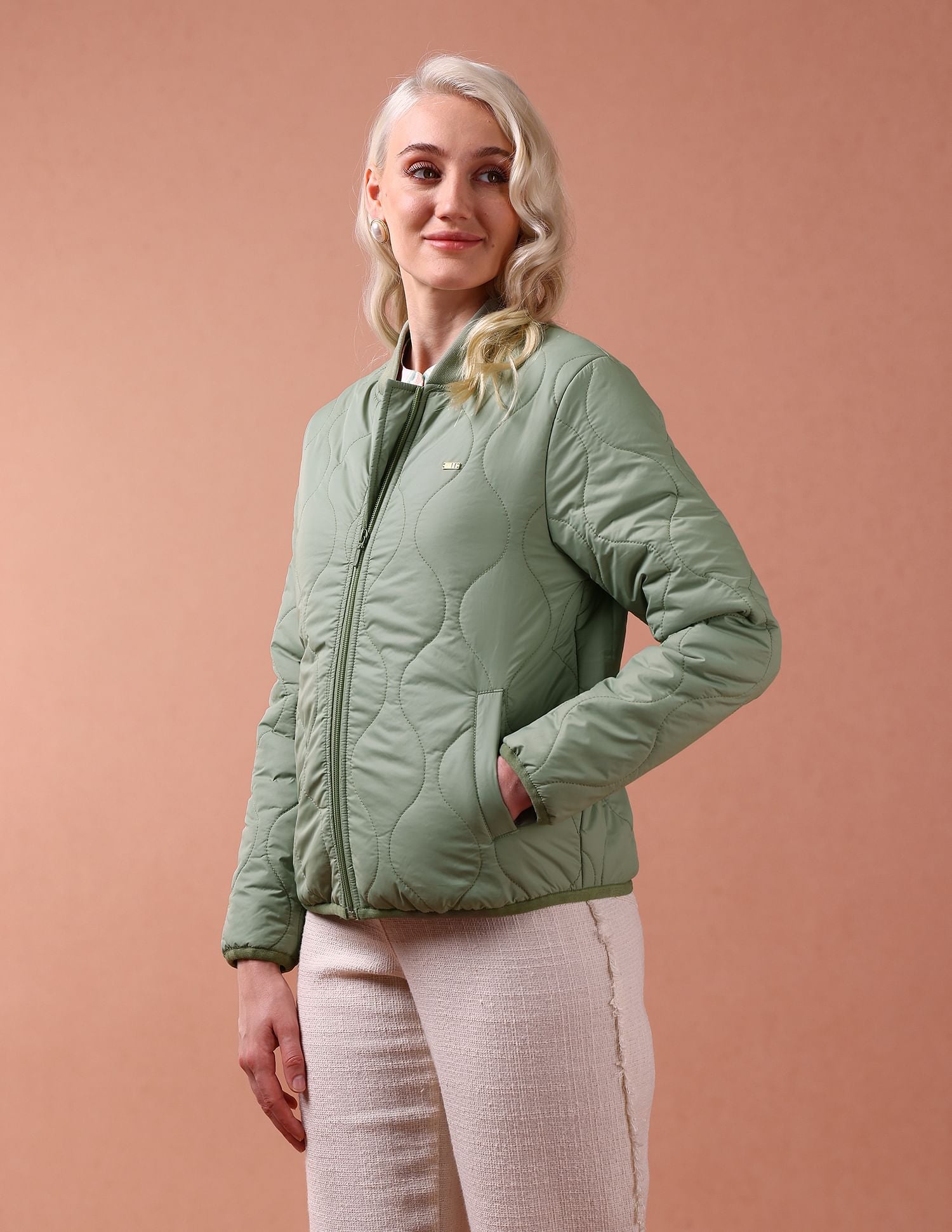 Stand Collar Quilted Jacket Mint - U.S. POLO ASSN. | Large