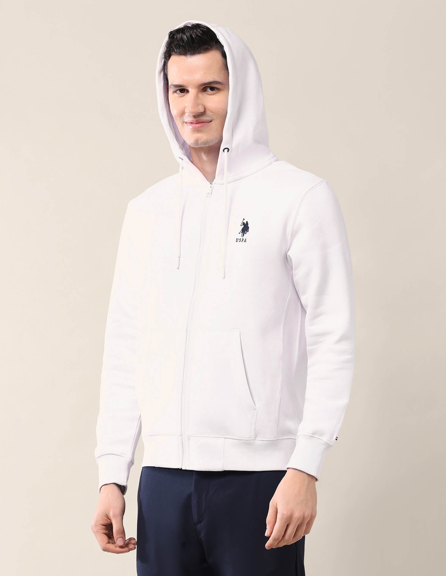 Solid Regular Fit Sweatshirt White - U.S. POLO ASSN. | Large