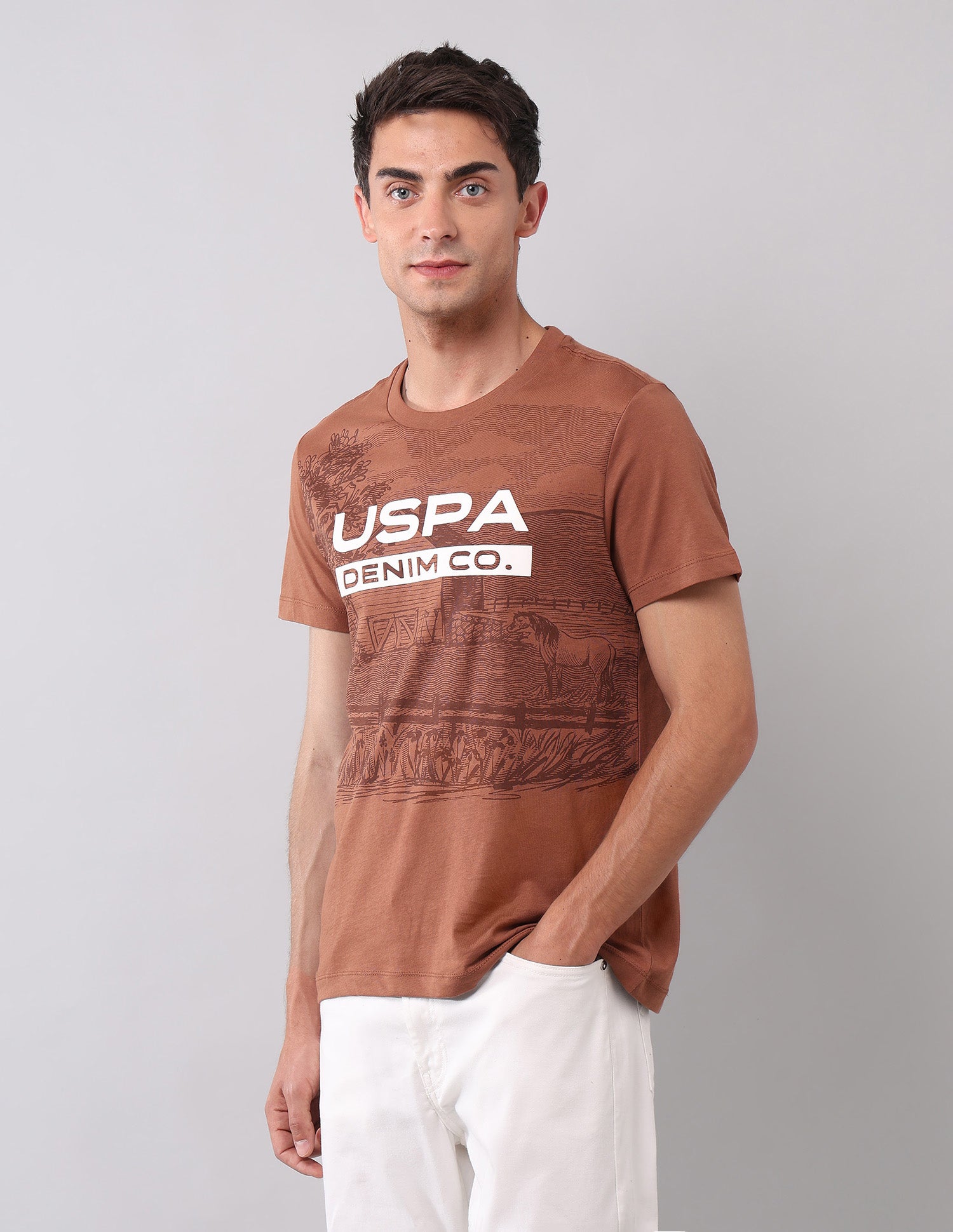 Pure Cotton Brand Printed T-Shirt Rust - U.S. Polo Assn. India | Large