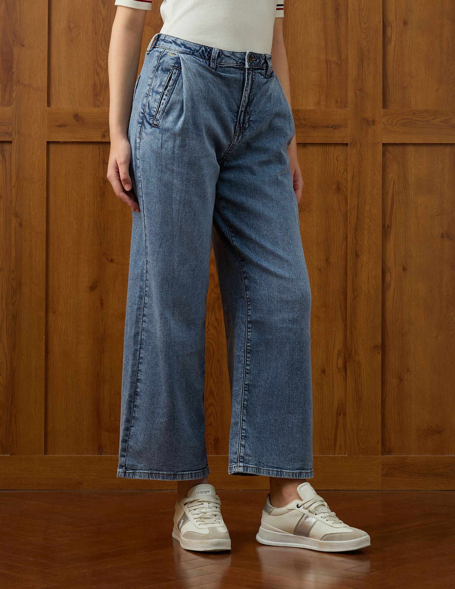 High-Rise Wide Leg Fit Jeans Blue - U.S. POLO ASSN. | Large