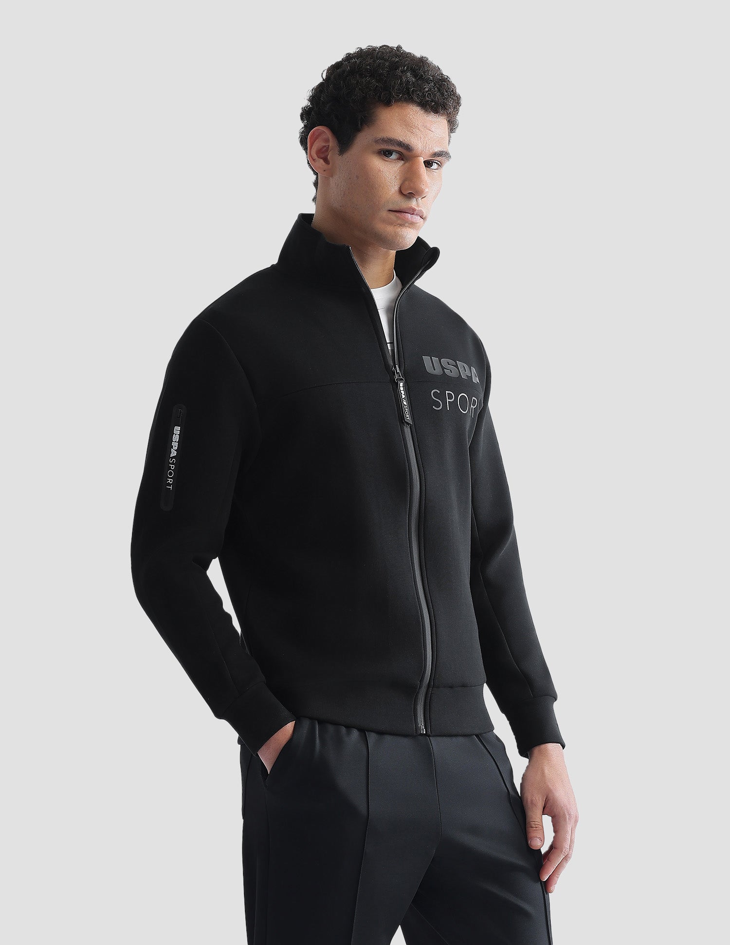 Regular Fit Zipper Active Sweatshirt Black - U.S. Polo Assn. India | Large