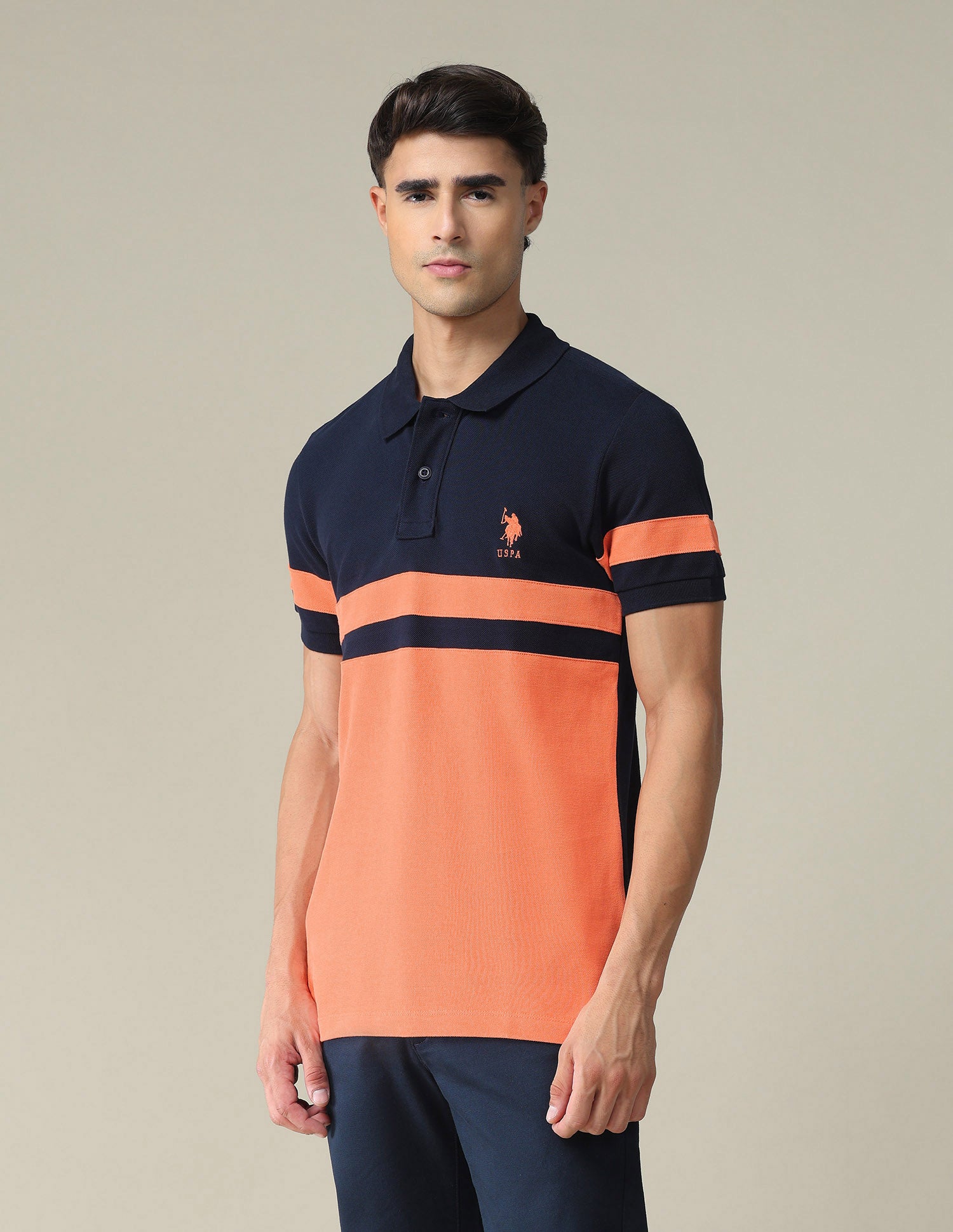 Colour Block Polo Shirt Navy - U.S. POLO ASSN. | Large