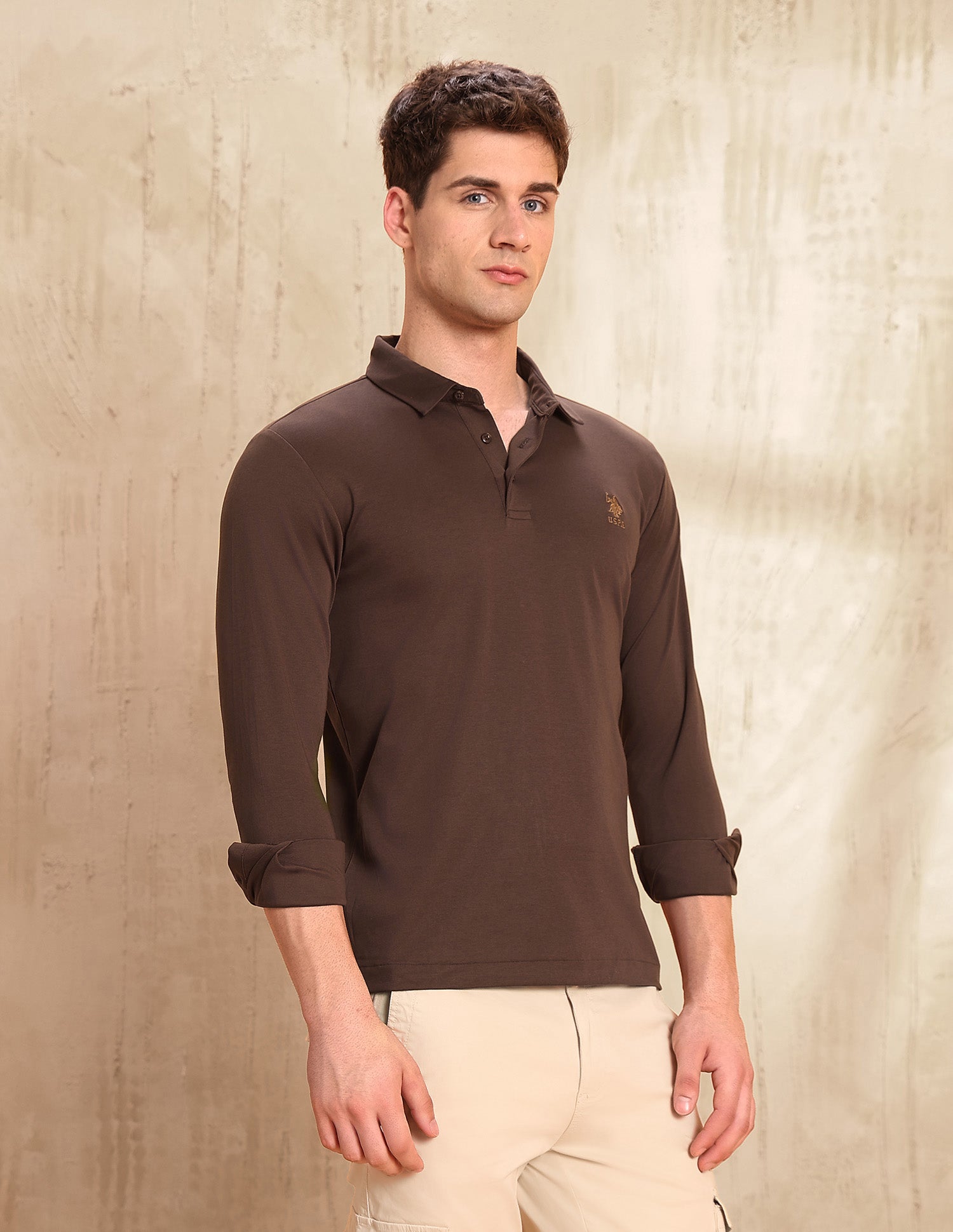 Solid Regular Fit Polo Shirt Dark Brown - U.S. Polo Assn. India | Large