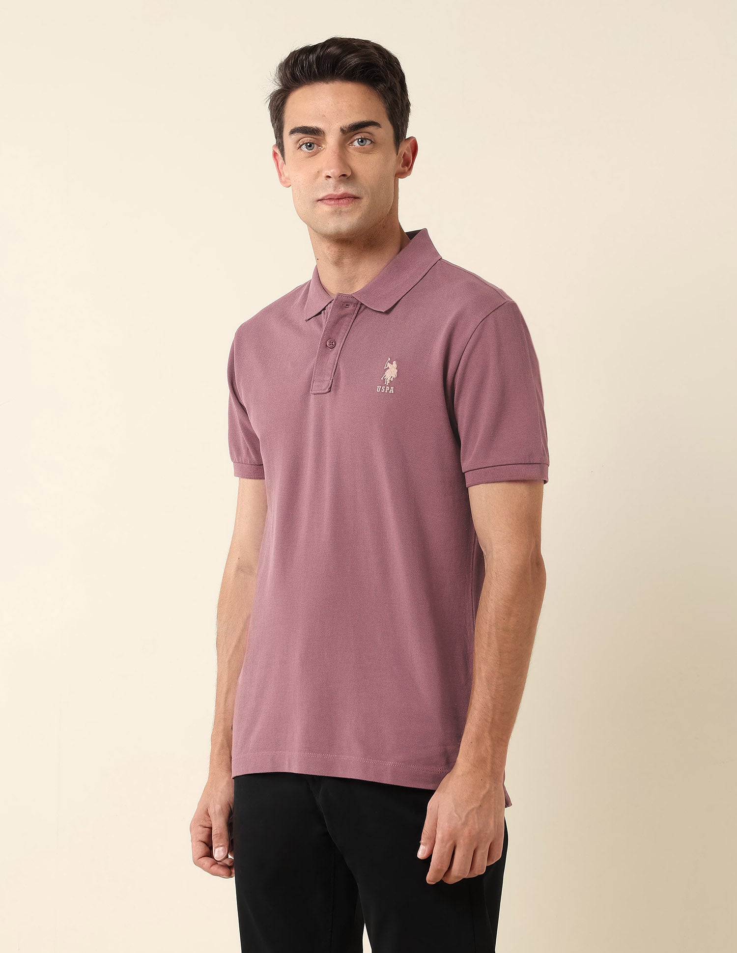 Slim Fit Pure Cotton Polo Shirt Purple - U.S. Polo Assn. India | Large