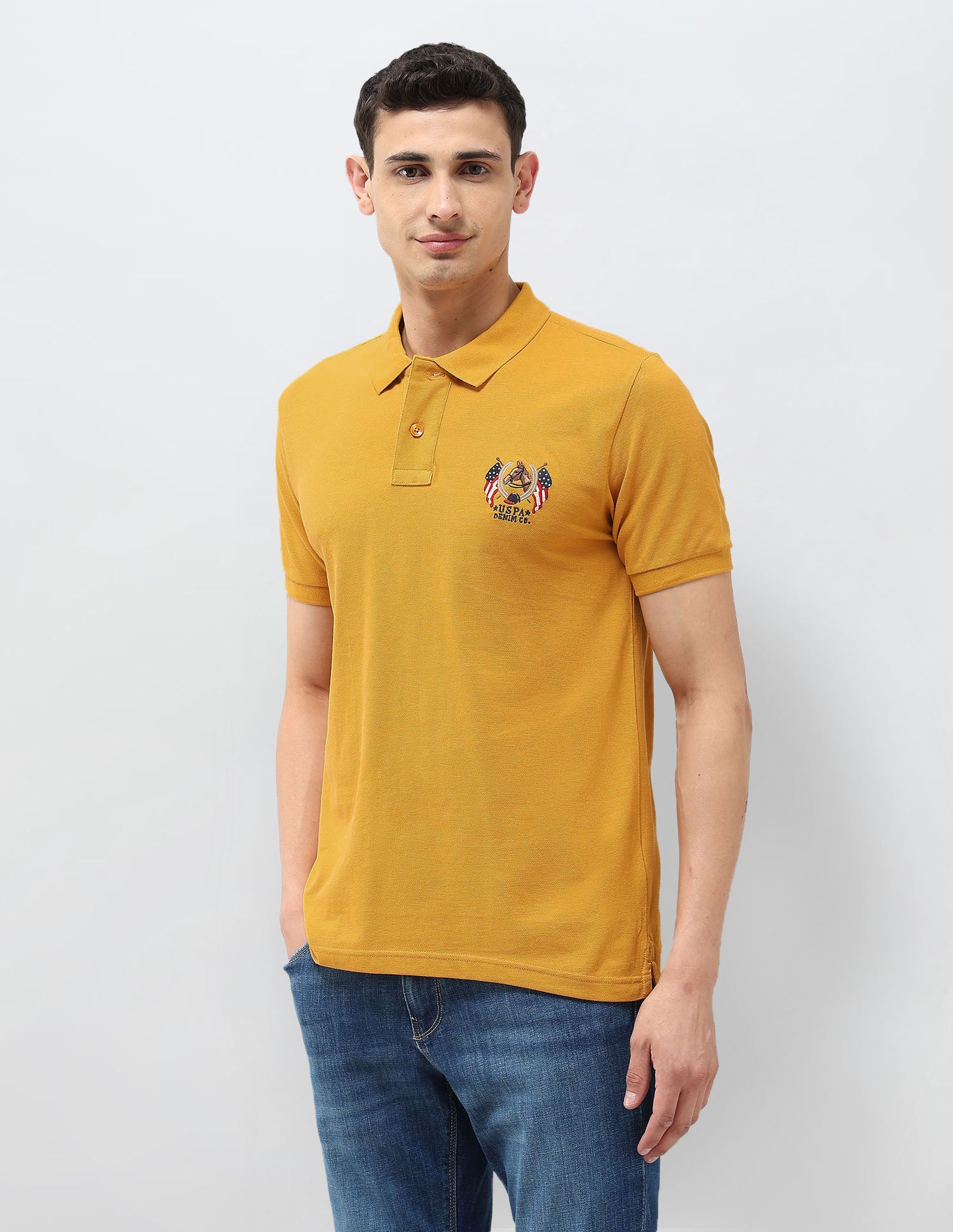 Solid Muscle Fit Polo Shirt Mustard - U.S. POLO ASSN. | Large