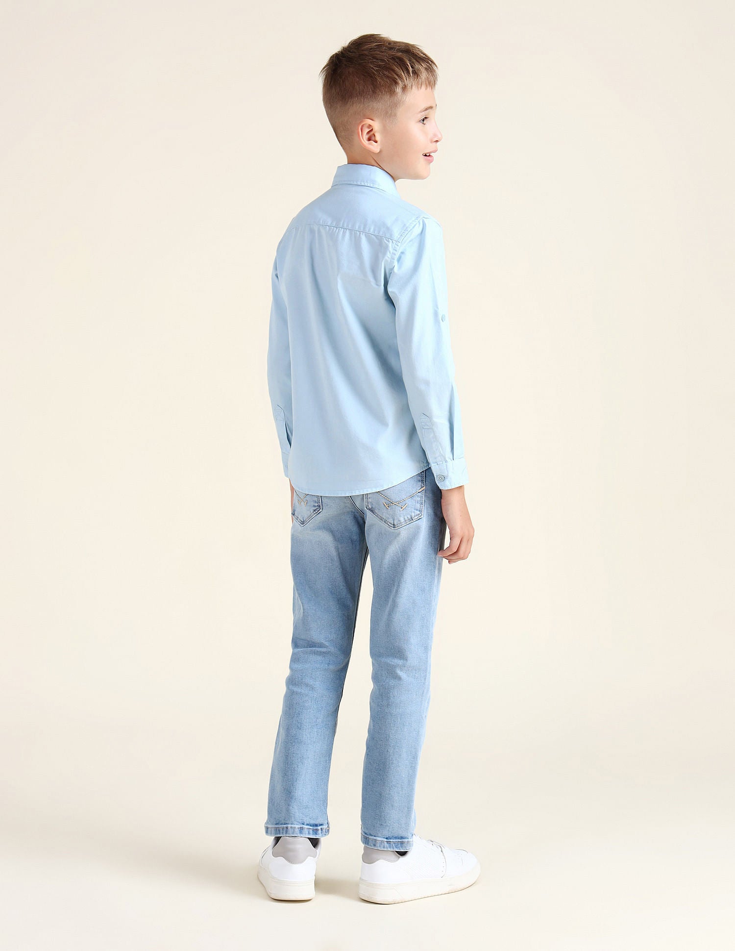 Boys Colour Block Cotton Shirt Light Blue - U.S. POLO ASSN. | Large