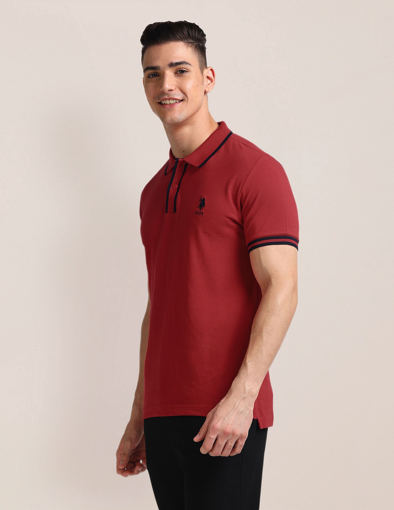 Solid Slim Fit Polo Shirt Red - U.S. Polo Assn. India | Large