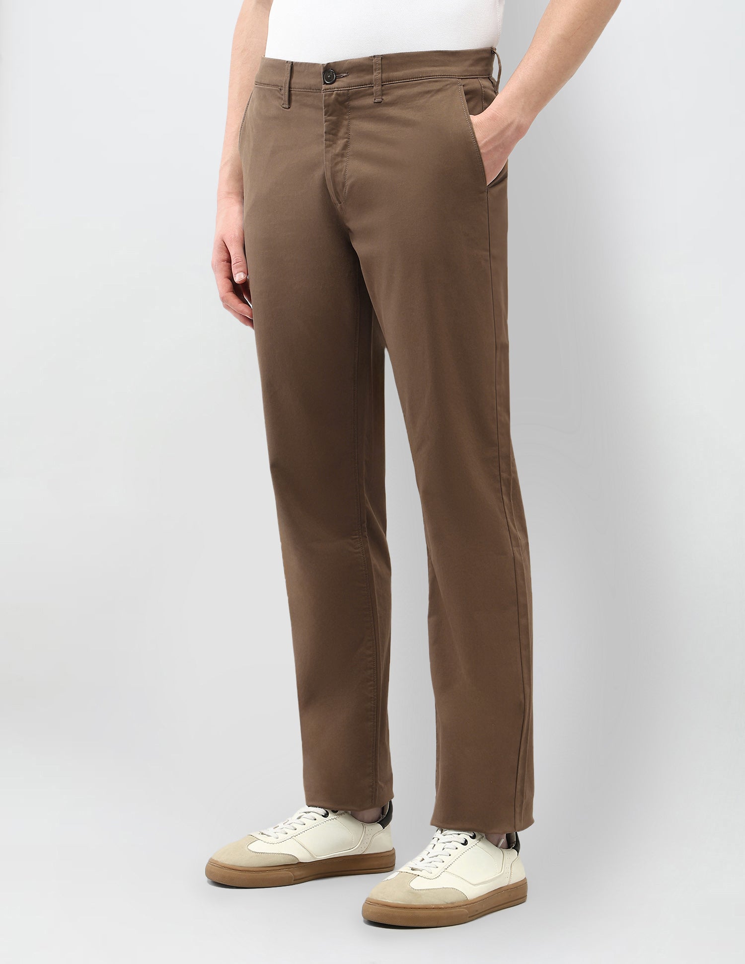 Riley Straight Fit Satin Trousers Brown - U.S. Polo Assn. India | Large