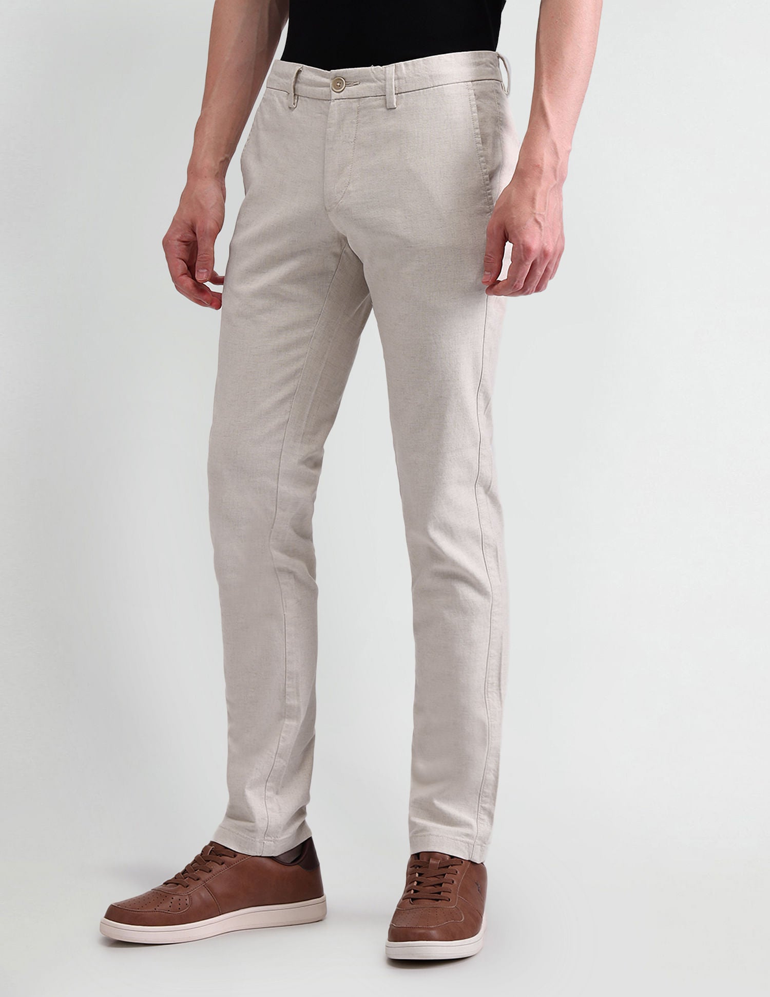 Denver Slim Fit Solid Trousers Natural - U.S. POLO ASSN. | Large