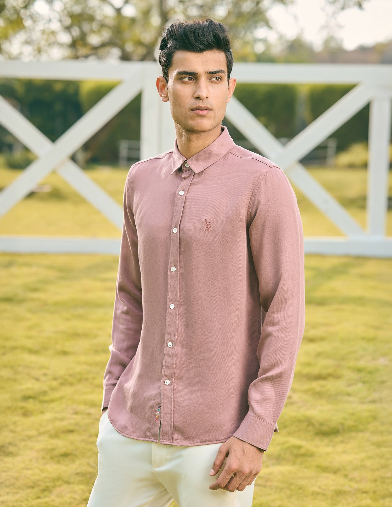 Pacho X Tailored Fit Twill Shirt Pink - U.S. POLO ASSN. | Large