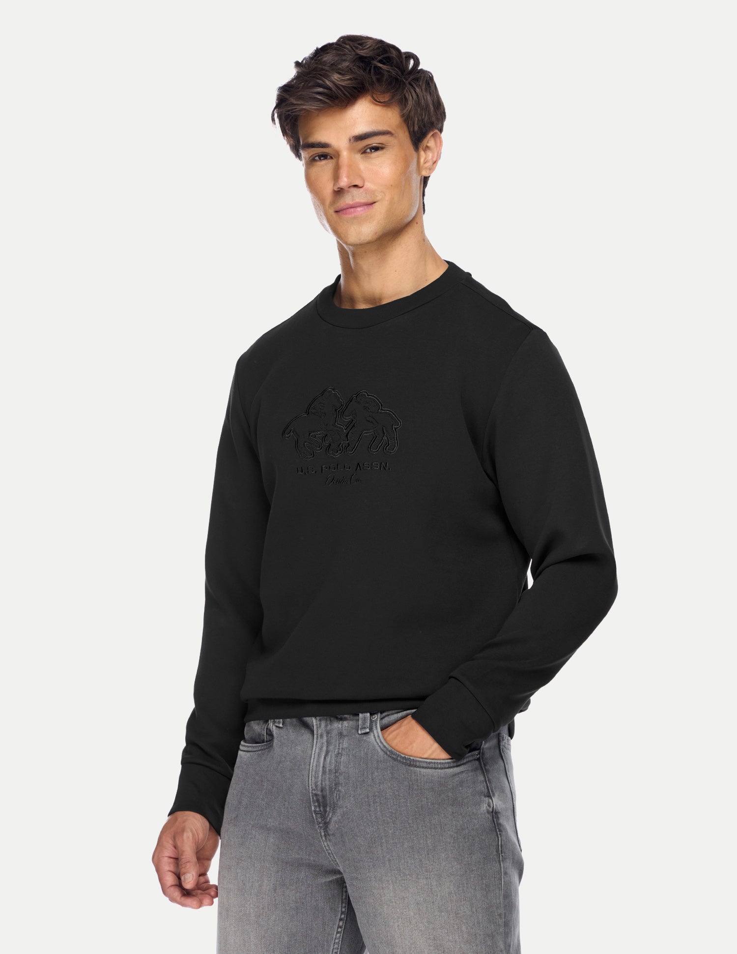 Brand Embroidered Regular Fit Sweatshirt Black - U.S. Polo Assn. India | Large