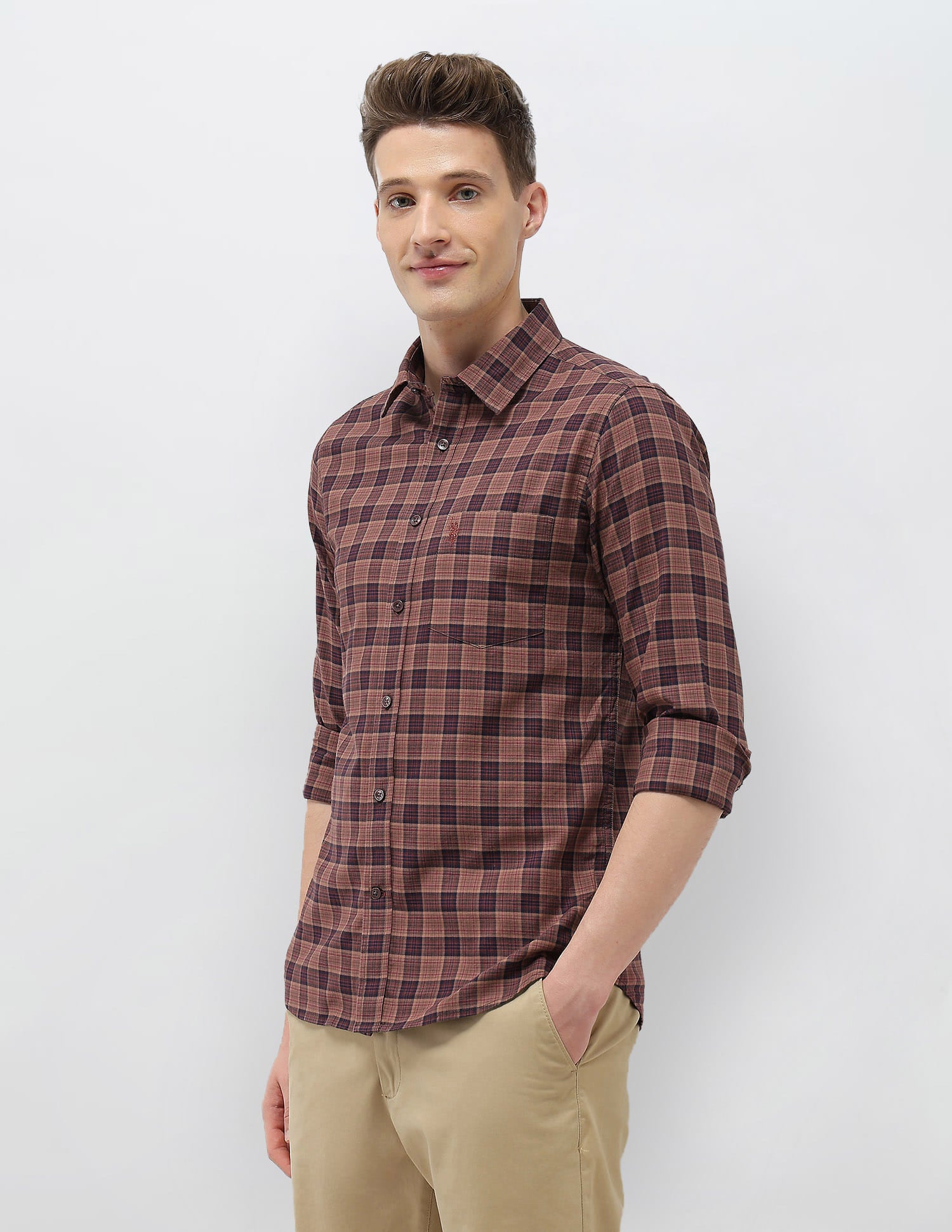 Tartan Checked Elevnado Shirt Maroon - U.S. Polo Assn. India | Large