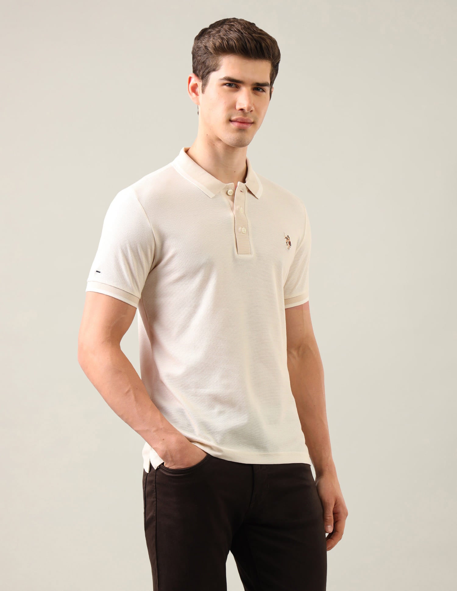 Solid Slim Fit Polo Shirt White - U.S. Polo Assn. India | Large
