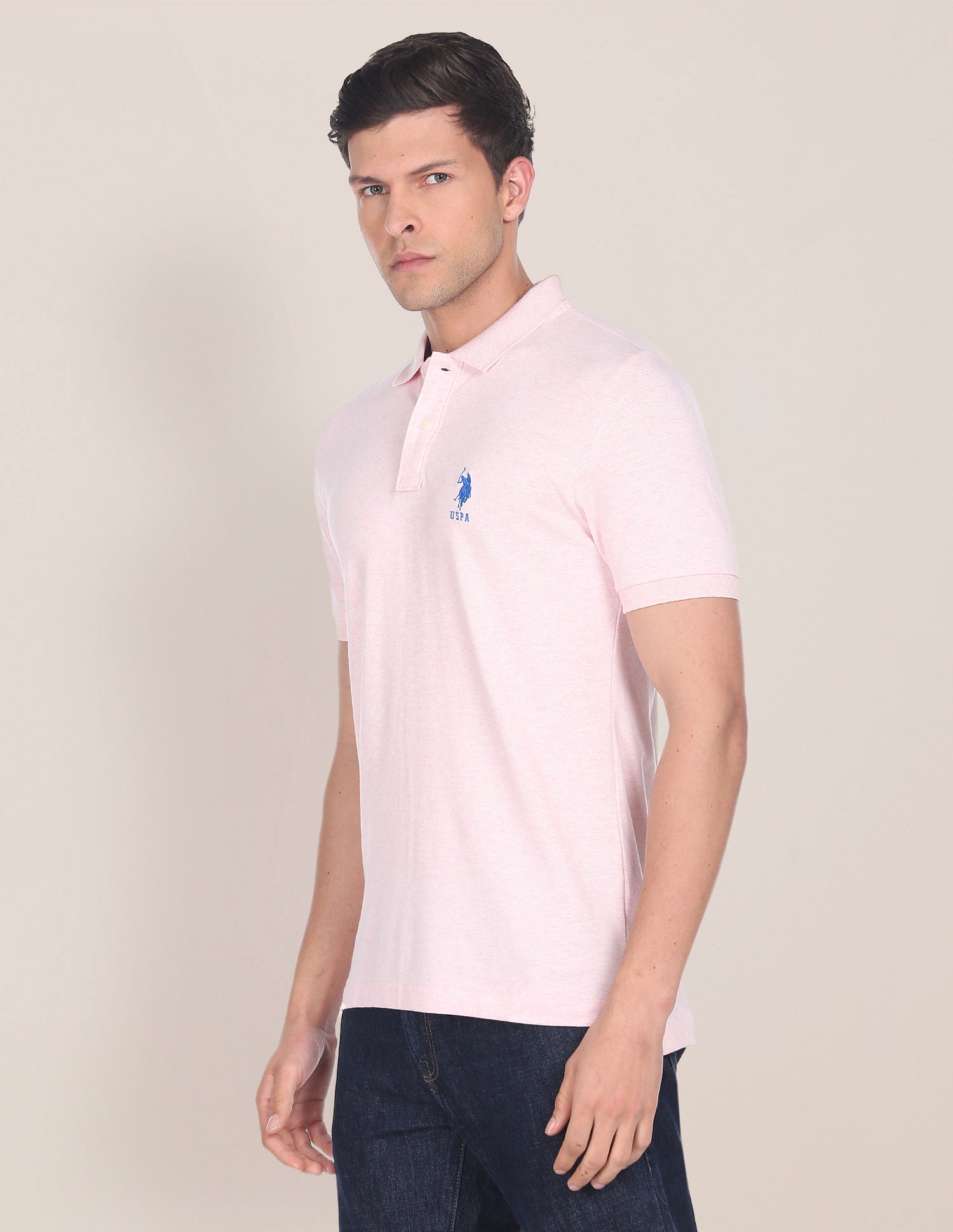 Cotton Bamboo Stretch Polo Shirt Light Pink - U.S. Polo Assn. India | Large