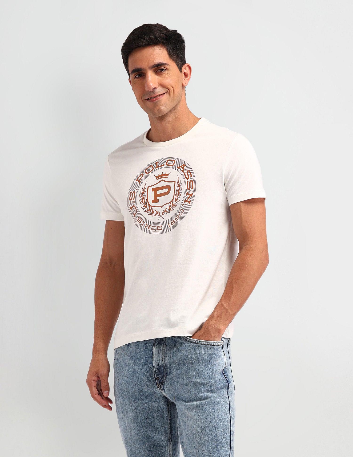 Collegiate Muscle Fit Brand T-Shirt Ivory - U.S. POLO ASSN. | Large