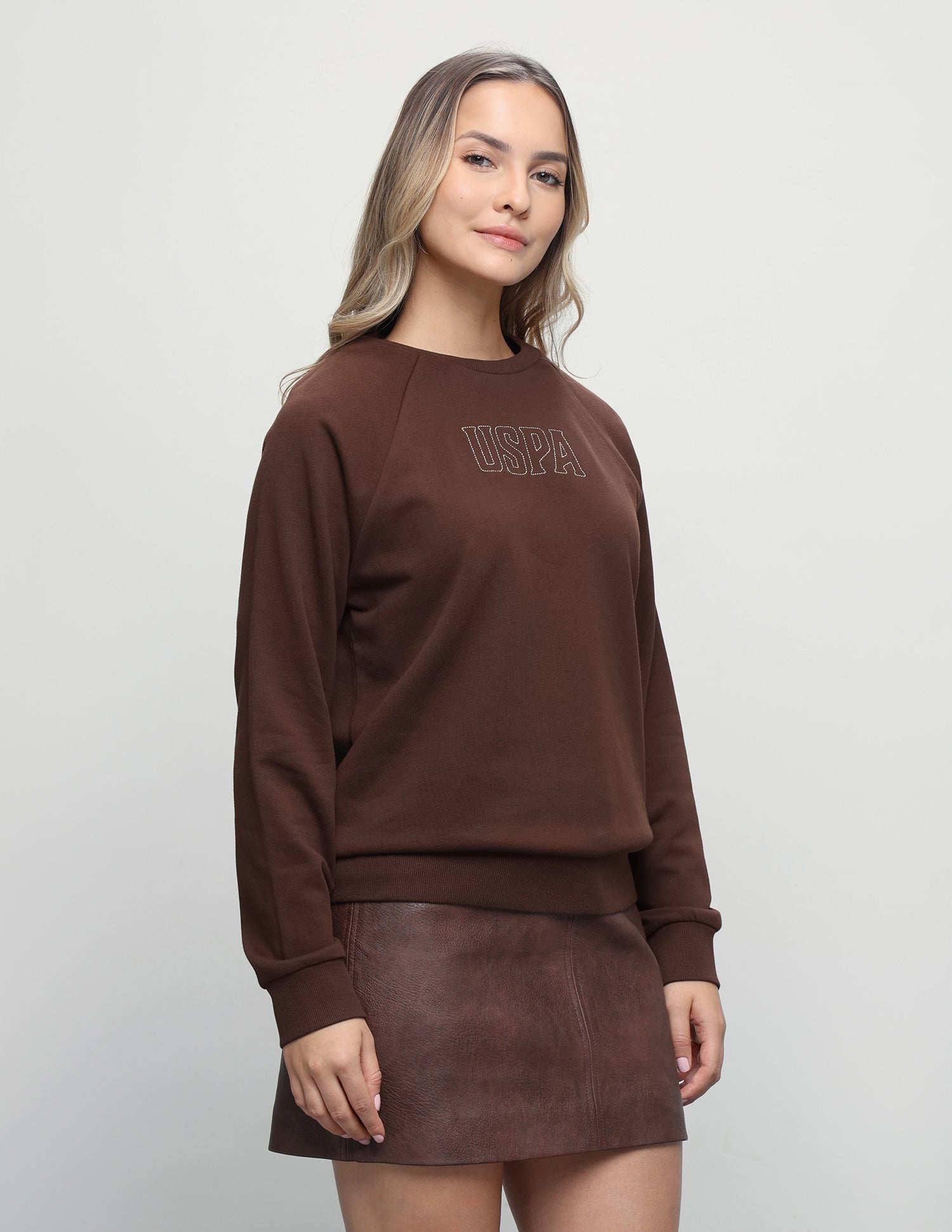 Brand Embroidered Regular Fit Sweatshirt Brown - U.S. Polo Assn. India | Large