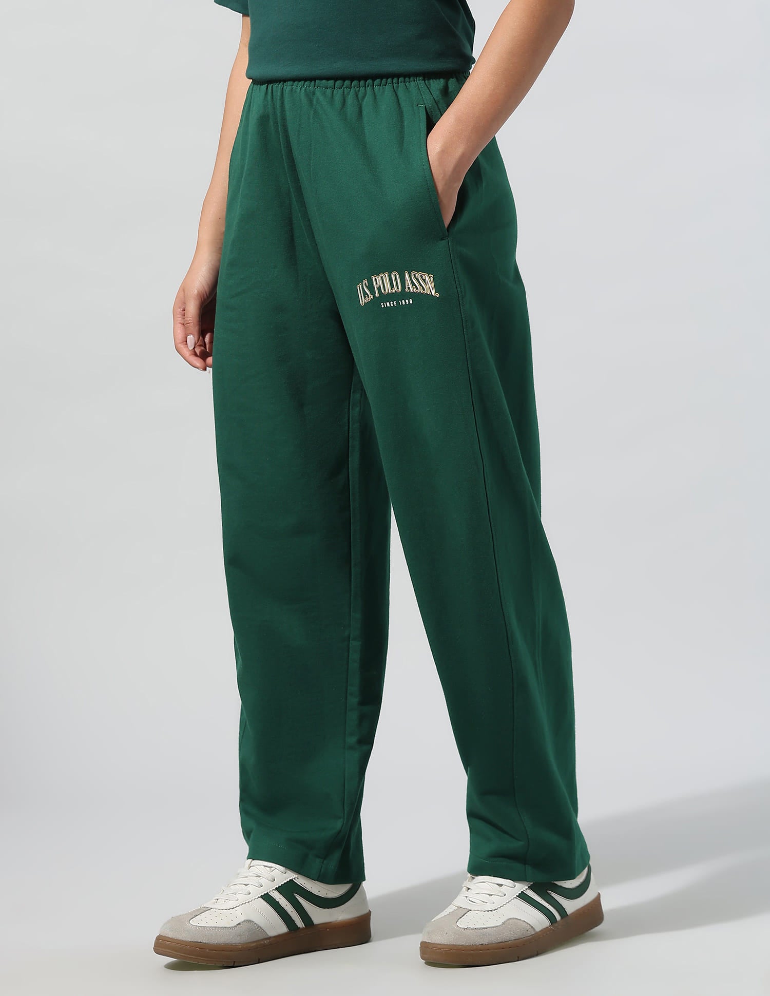 Darted Barrel Fit Trousers Green - U.S. Polo Assn. India | Large