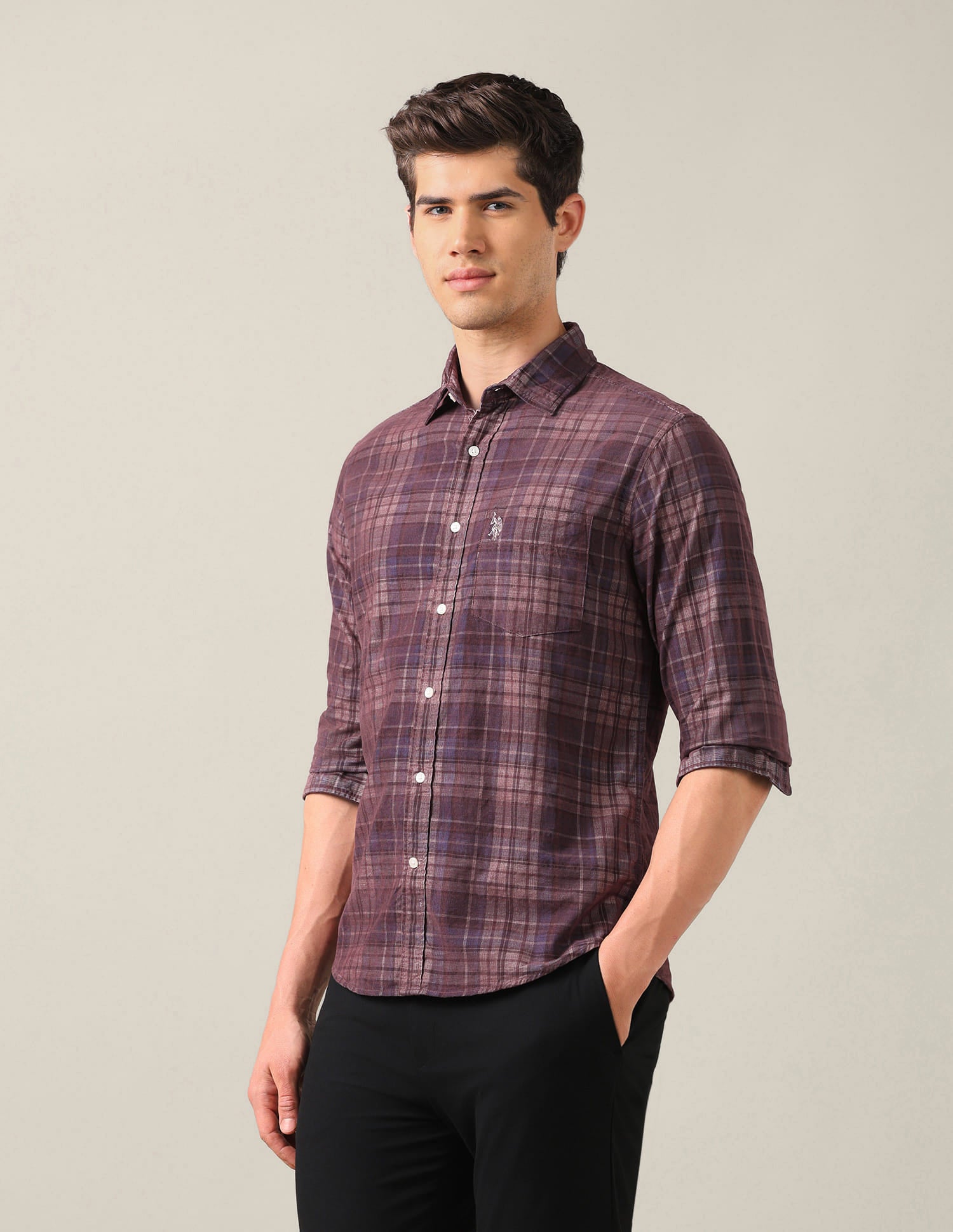 Tailored Fit Corduroy Shirt Brown - U.S. Polo Assn. India | Large