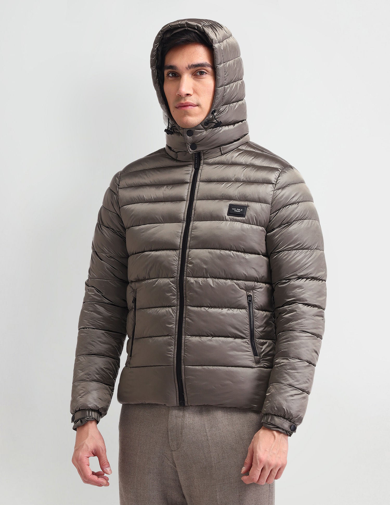 Regular Fit Solid Padded Jacket Mousse - U.S. POLO ASSN. | Large